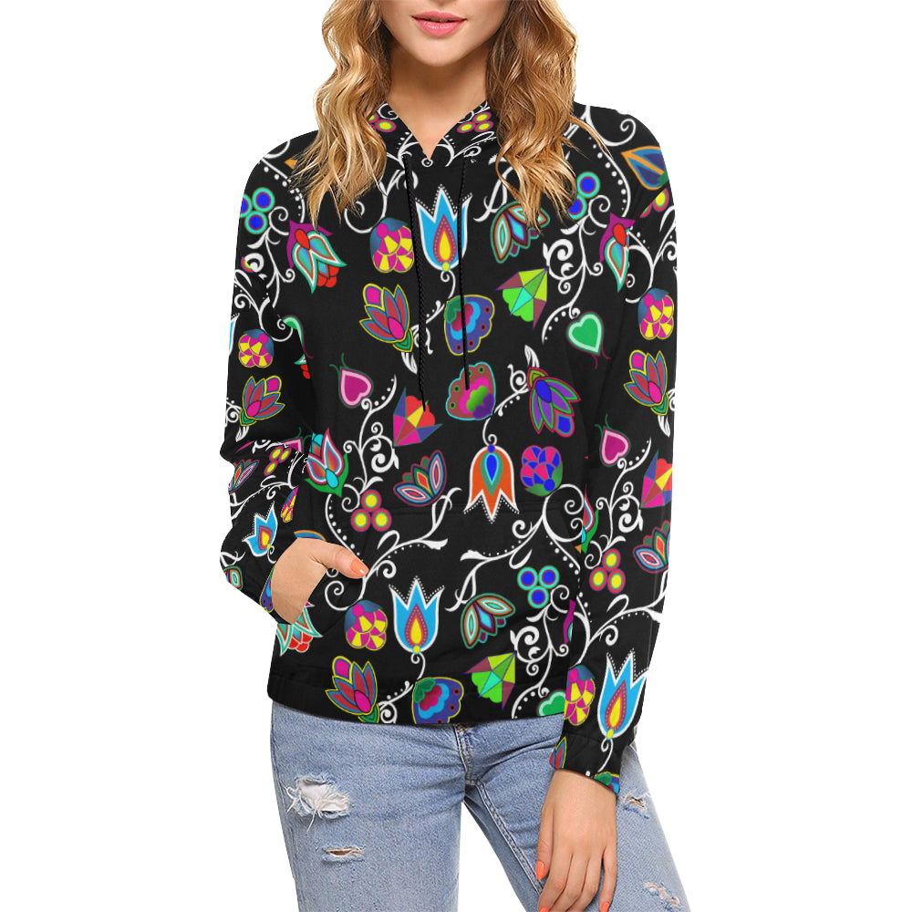 Indigenous Paisley - Black All Over Print Hoodie for Women (USA Size) (Model H13) Hoodie e-joyer