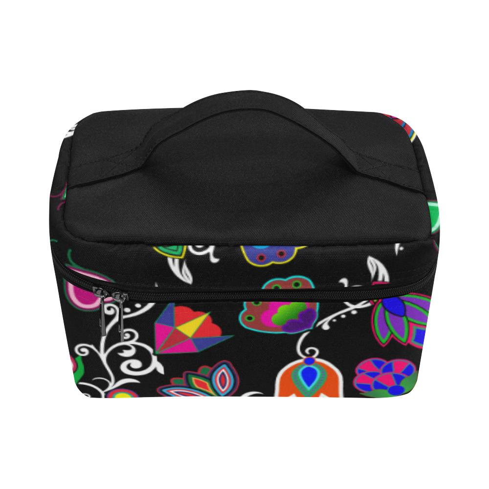 Indigenous Paisley Black Cosmetic Bag/Large (Model 1658) Cosmetic Bag e-joyer