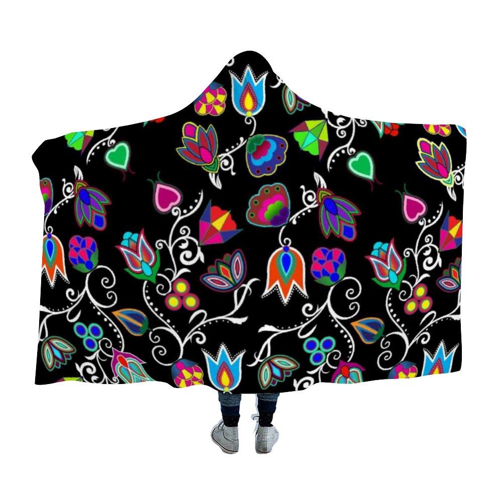 Indigenous Paisley Black Hooded Blanket 49 Dzine