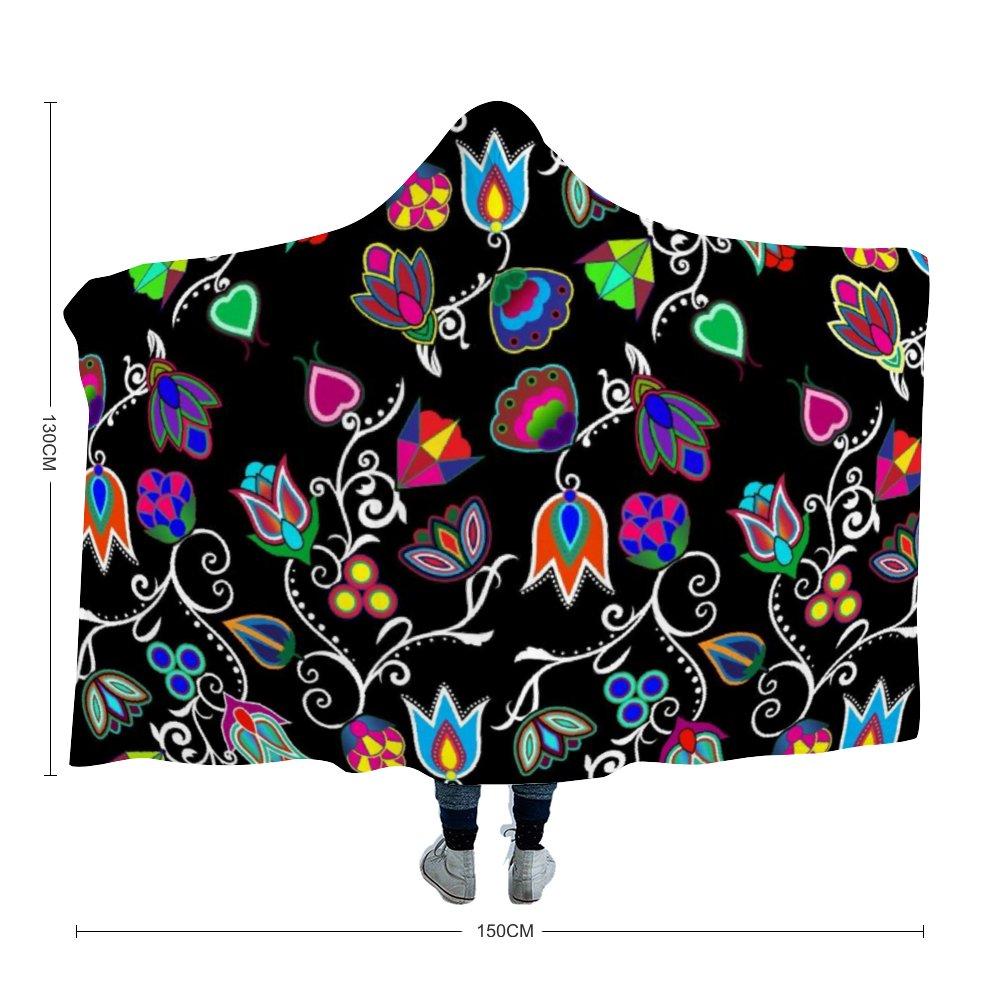 Indigenous Paisley Black Hooded Blanket 49 Dzine