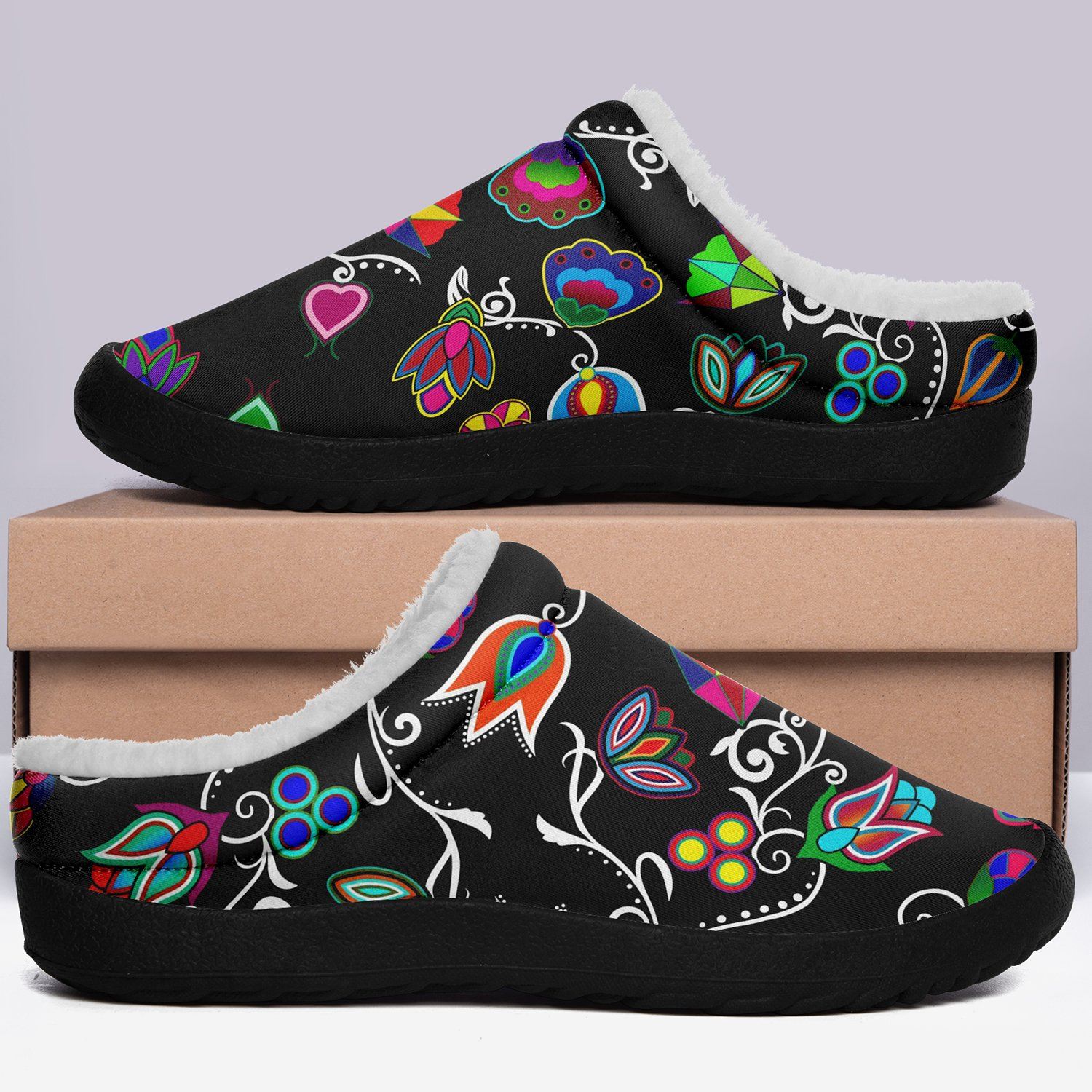 Indigenous Paisley Black Ikinnii Indoor Slipper 49 Dzine