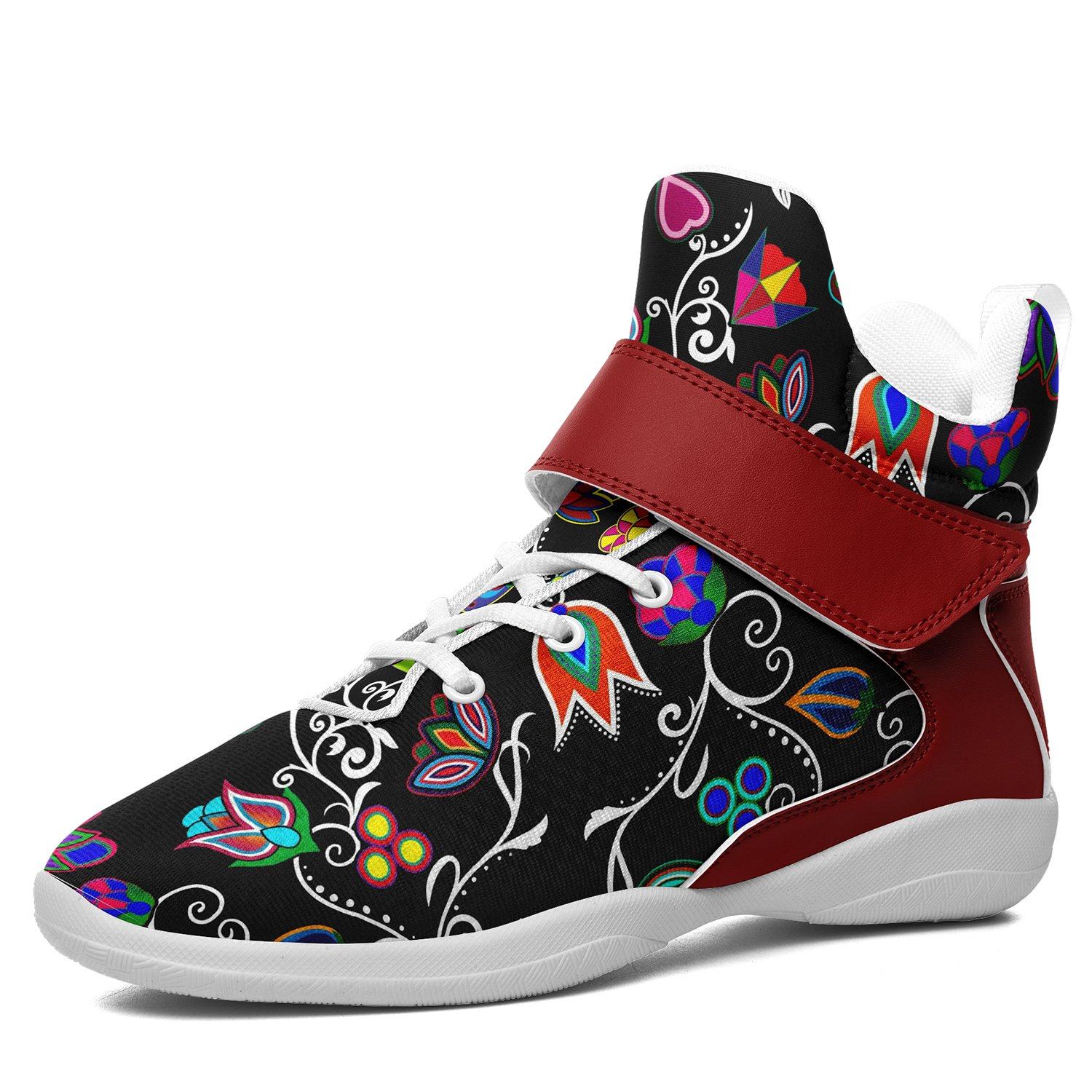 Indigenous Paisley Black Ipottaa Basketball / Sport High Top Shoes 49 Dzine US Women 4.5 / US Youth 3.5 / EUR 35 White Sole with Dark Red Strap 