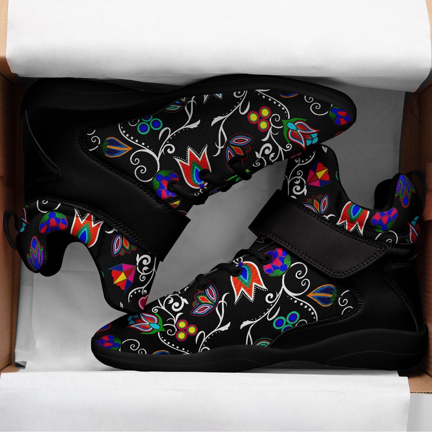 Indigenous Paisley Black Ipottaa Basketball / Sport High Top Shoes - Black Sole 49 Dzine