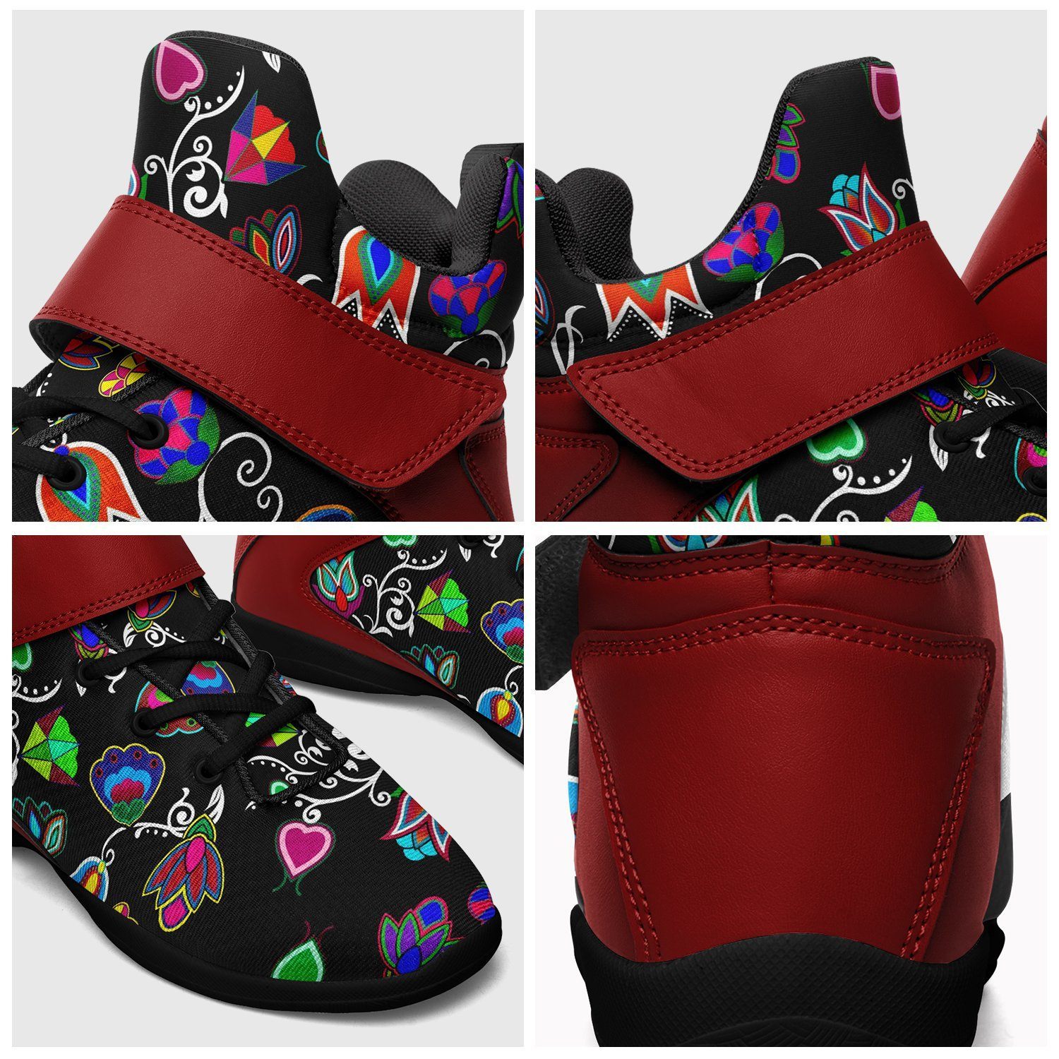 Indigenous Paisley Black Ipottaa Basketball / Sport High Top Shoes - Black Sole 49 Dzine