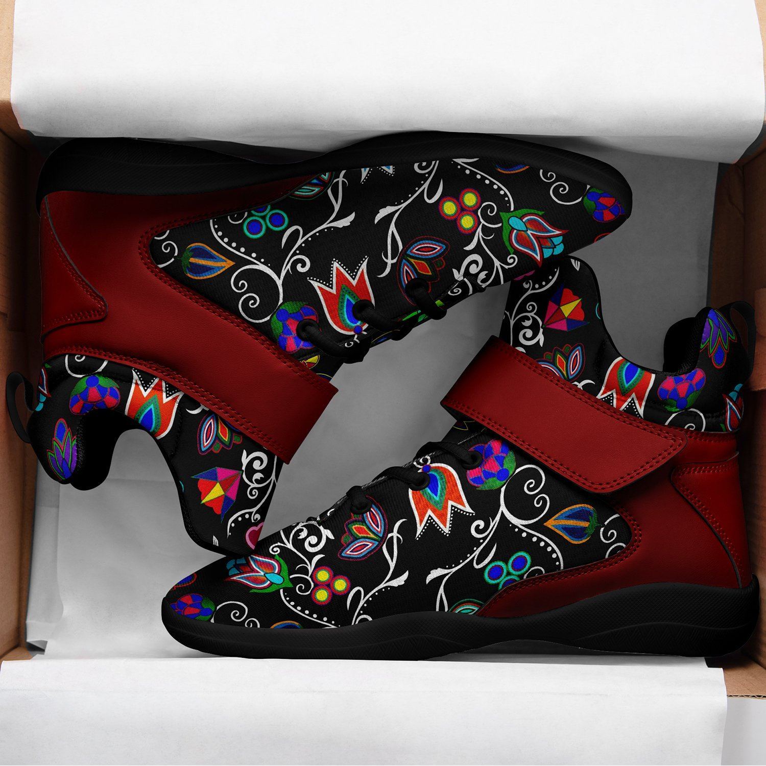 Indigenous Paisley Black Ipottaa Basketball / Sport High Top Shoes - Black Sole 49 Dzine