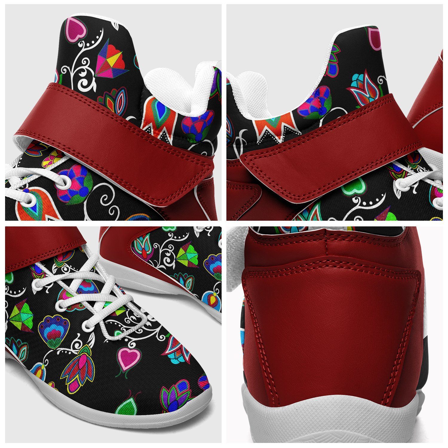Indigenous Paisley Black Ipottaa Basketball / Sport High Top Shoes - White Sole 49 Dzine