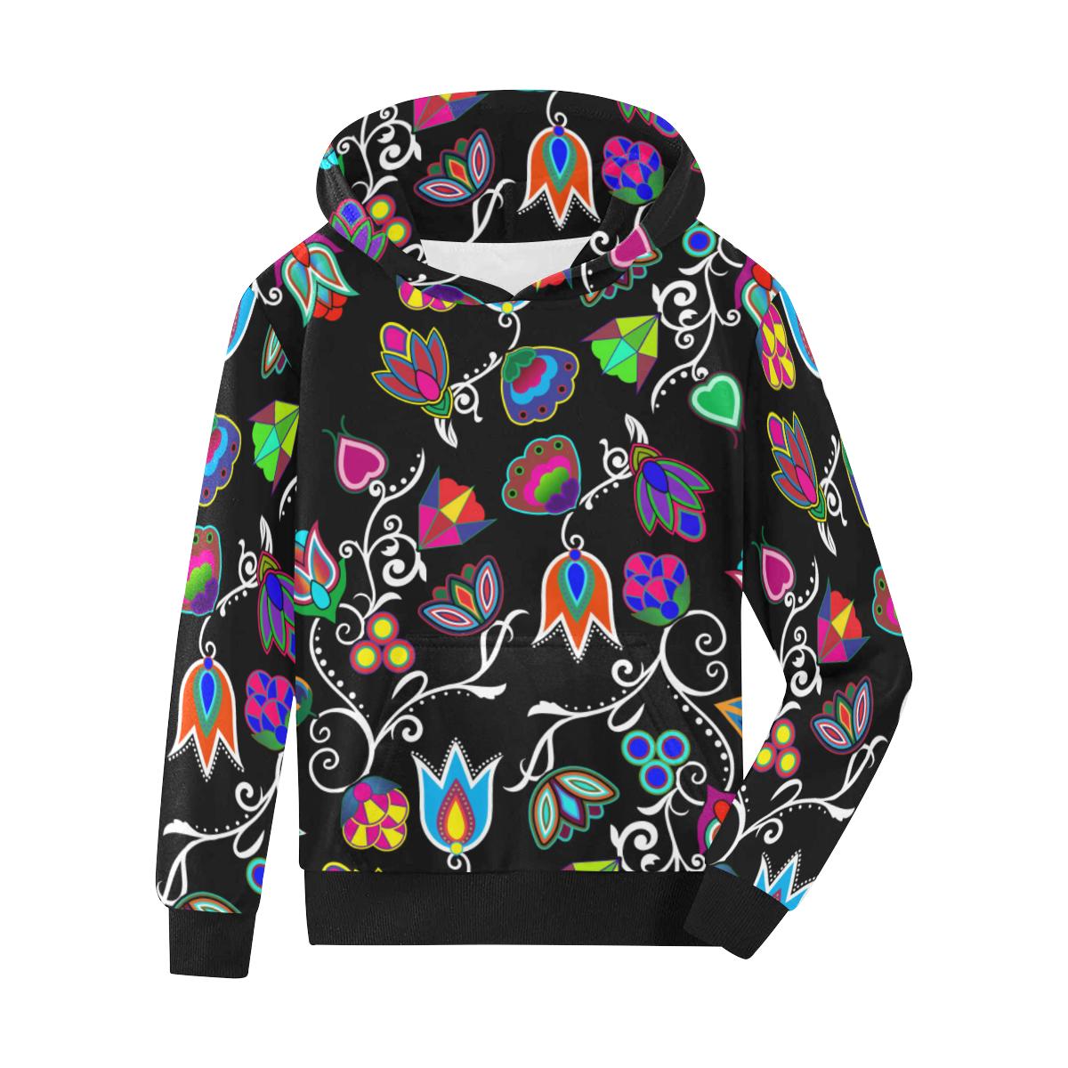 Indigenous Paisley Black Kids' All Over Print Hoodie (Model H38) Kids' AOP Hoodie (H38) e-joyer
