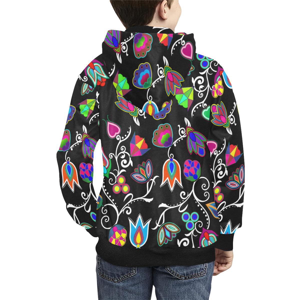 Indigenous Paisley Black Kids' All Over Print Hoodie (Model H38) Kids' AOP Hoodie (H38) e-joyer 