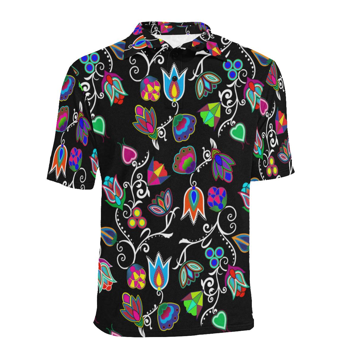 Indigenous Paisley - Black Men's All Over Print Polo Shirt (Model T55) Men's Polo Shirt (Model T55) e-joyer