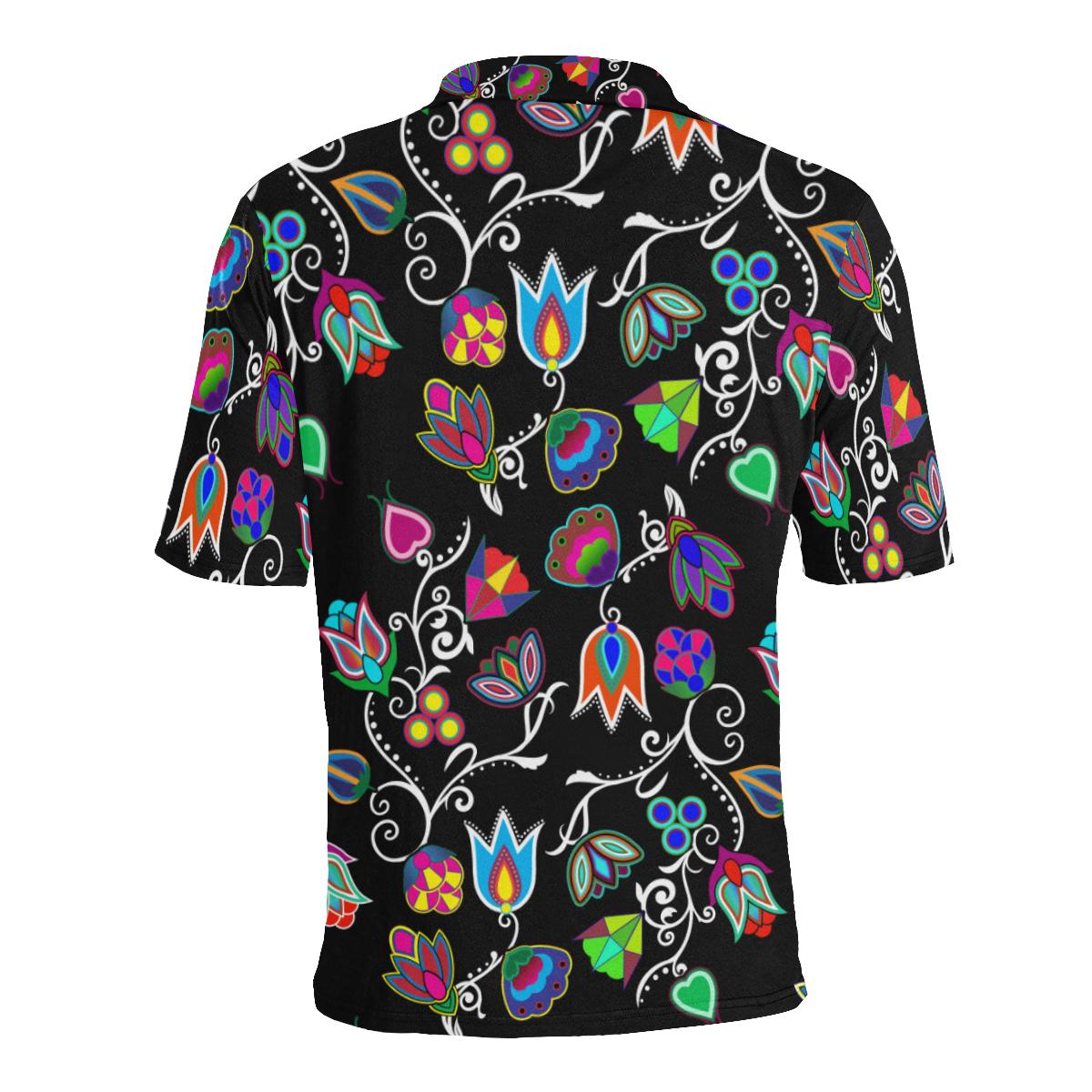 Indigenous Paisley - Black Men's All Over Print Polo Shirt (Model T55) Men's Polo Shirt (Model T55) e-joyer