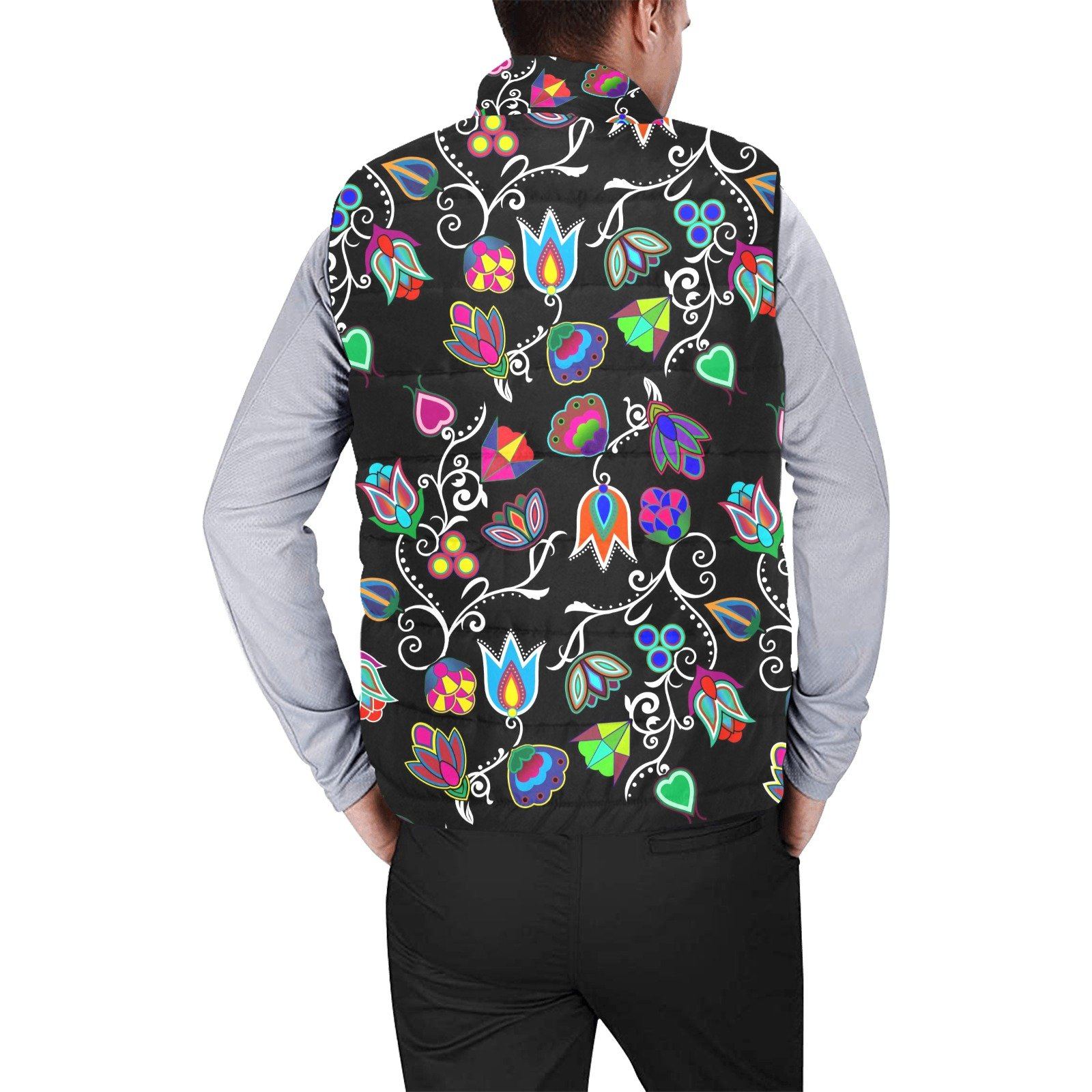 Indigenous Paisley Black Men's Padded Vest Jacket (Model H44) Men's Padded Vest Jacket (H44) e-joyer 