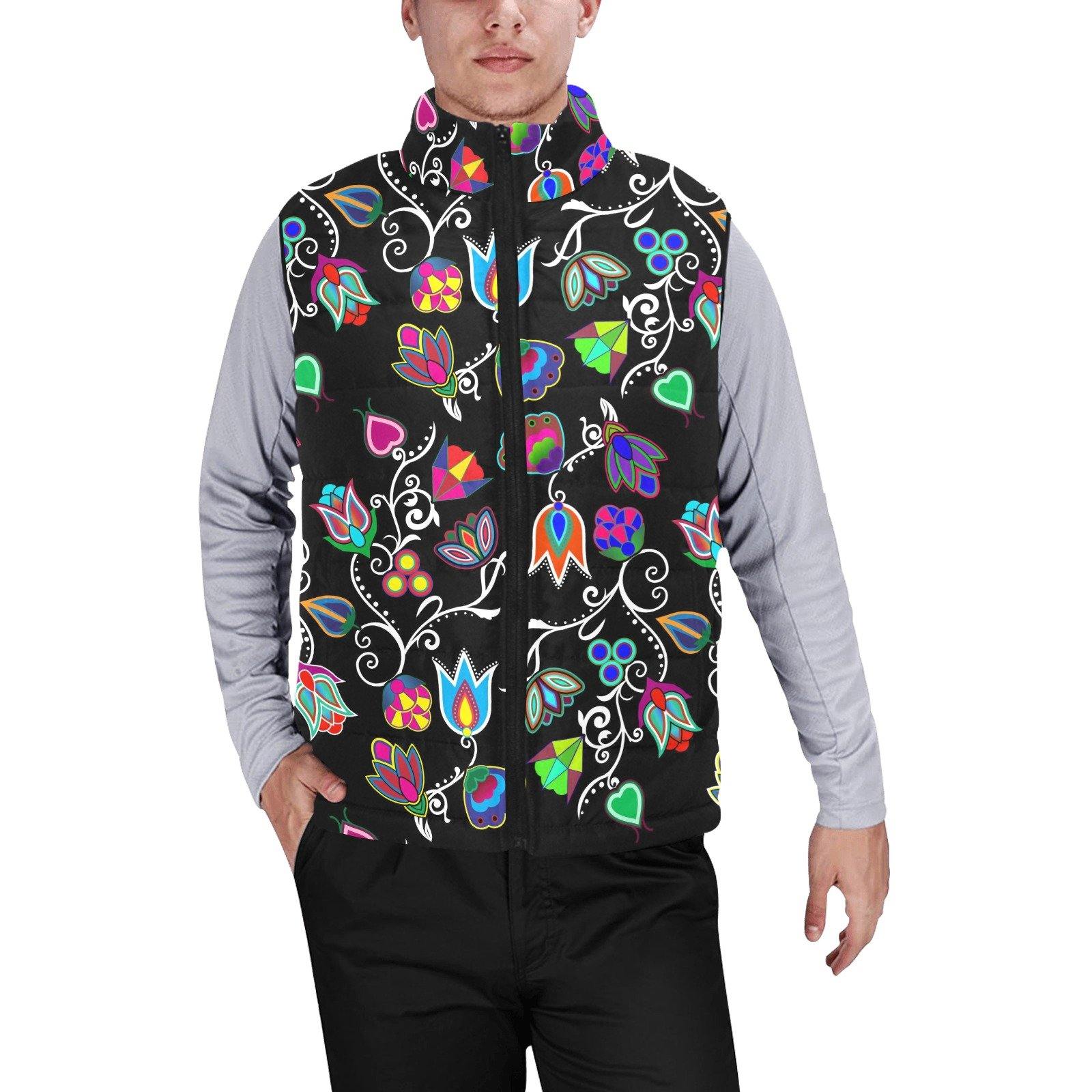 Indigenous Paisley Black Men's Padded Vest Jacket (Model H44) Men's Padded Vest Jacket (H44) e-joyer 