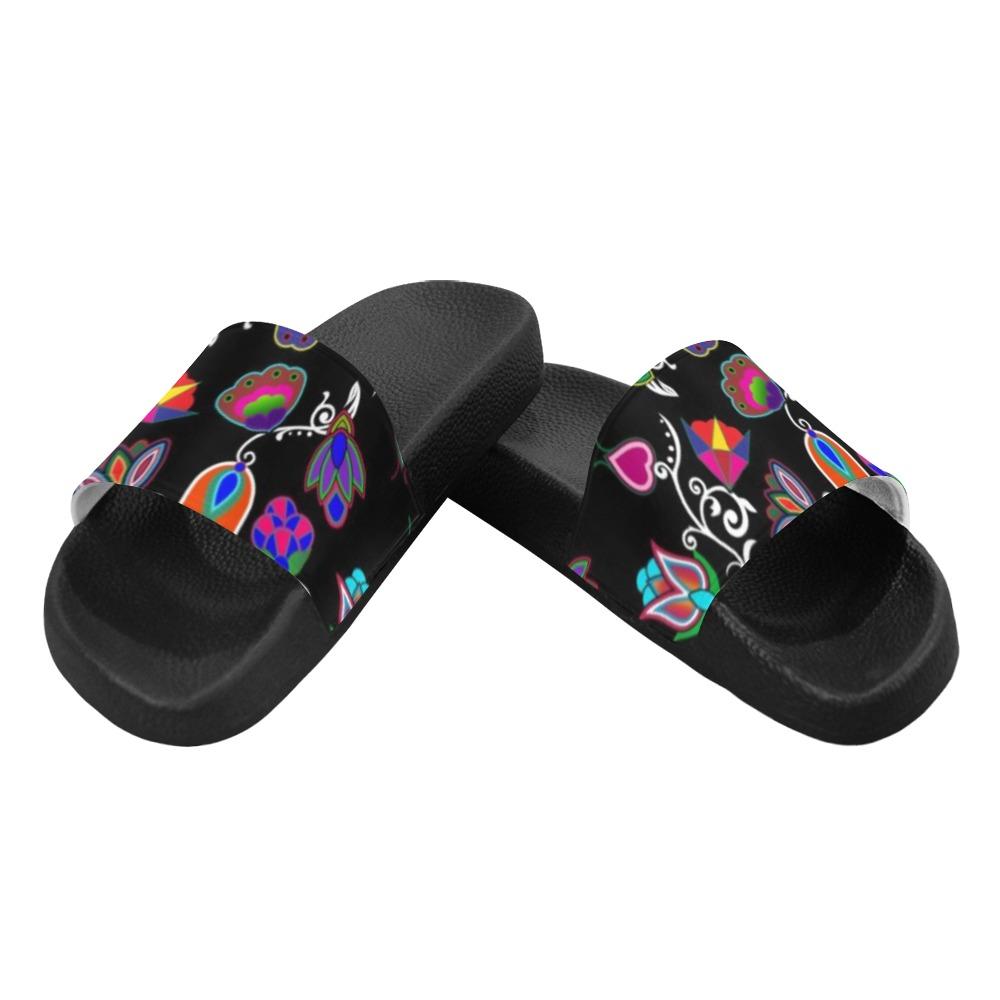 Indigenous Paisley Black Men's Slide Sandals (Model 057) Men's Slide Sandals (057) e-joyer
