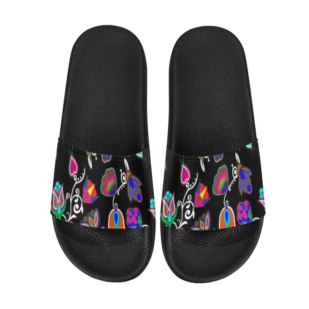 Indigenous Paisley Black Men's Slide Sandals (Model 057) Men's Slide Sandals (057) e-joyer
