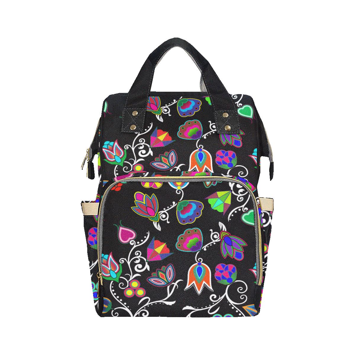 Indigenous Paisley - Black Multi-Function Diaper Backpack (Model 1688) Diaper Backpack (1688) e-joyer