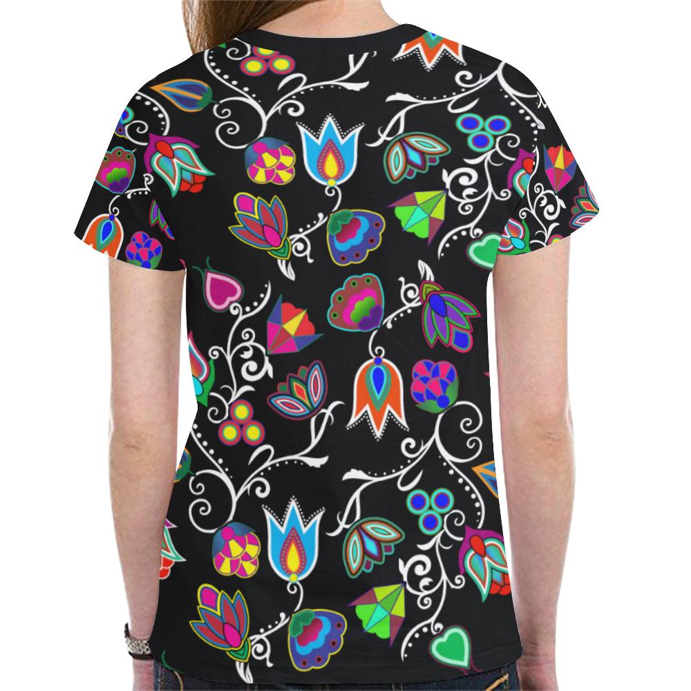 Indigenous Paisley - Black New All Over Print T-shirt for Women (Model T45) New All Over Print T-shirt for Women (T45) e-joyer