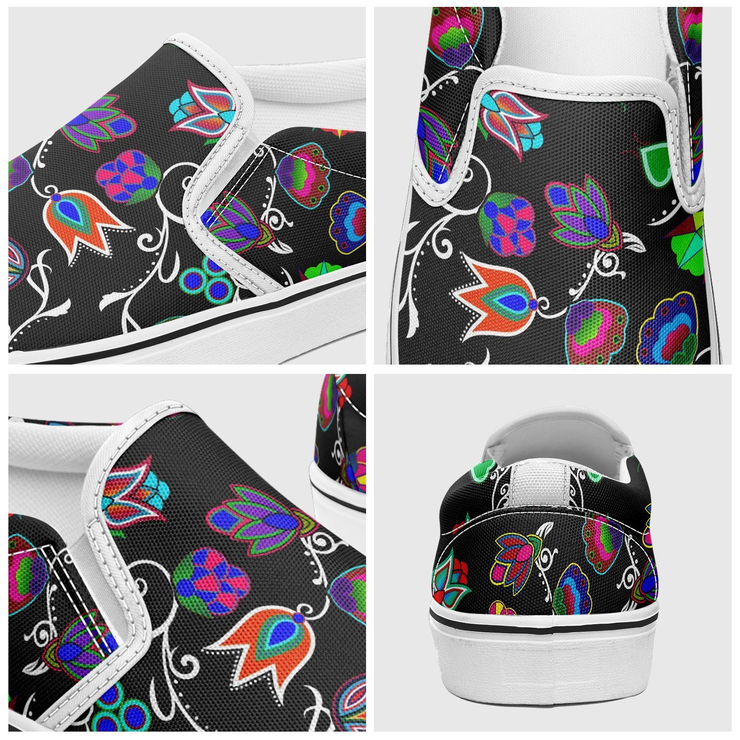 Indigenous Paisley Black Otoyimm Kid's Canvas Slip On Shoes 49 Dzine