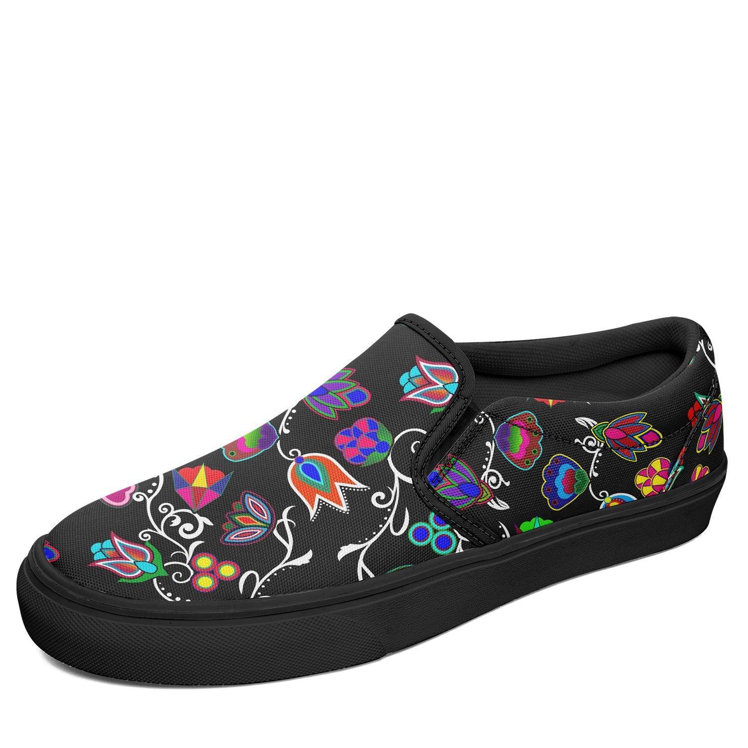 Indigenous Paisley Black Otoyimm Kid's Canvas Slip On Shoes 49 Dzine