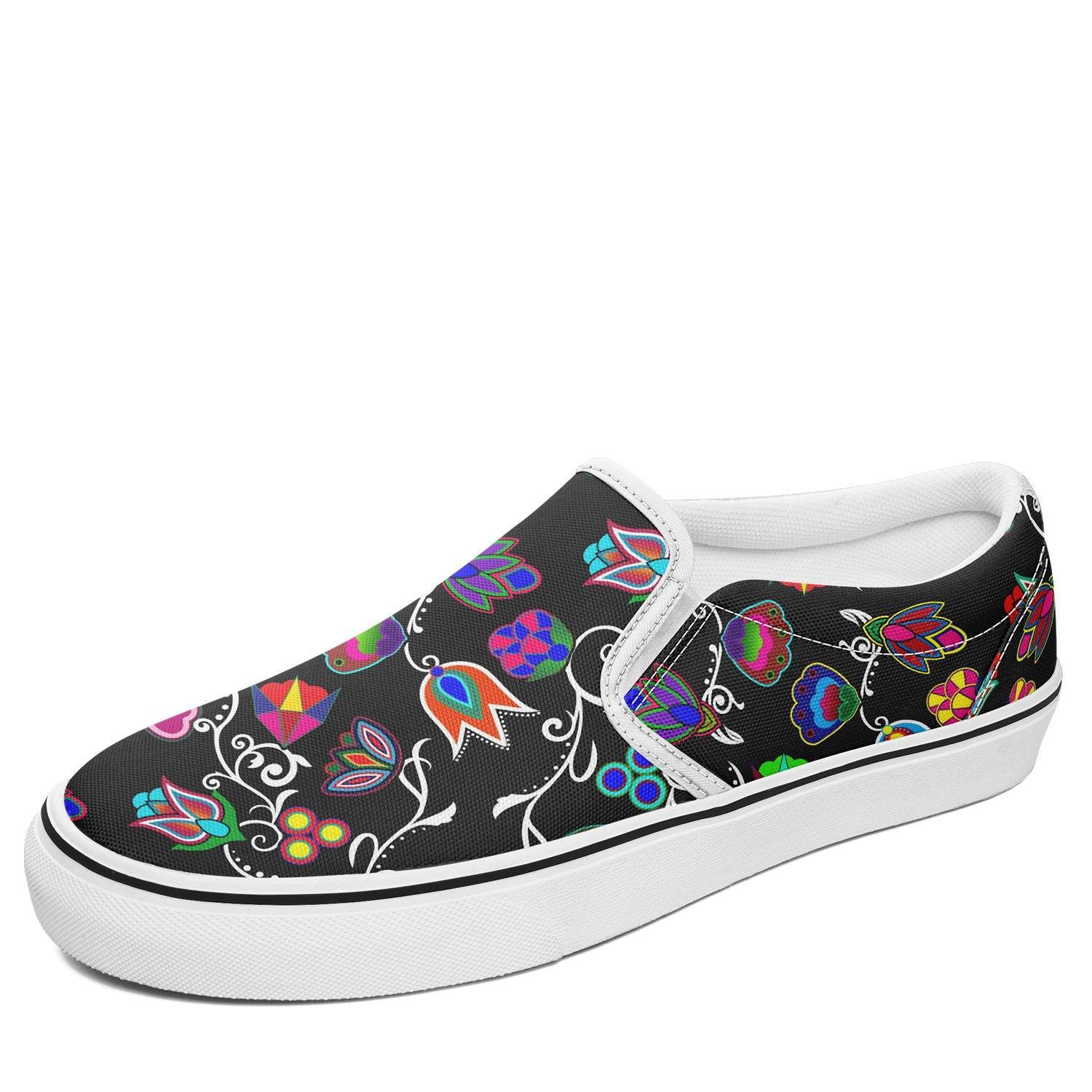 Indigenous Paisley Black Otoyimm Kid's Canvas Slip On Shoes 49 Dzine