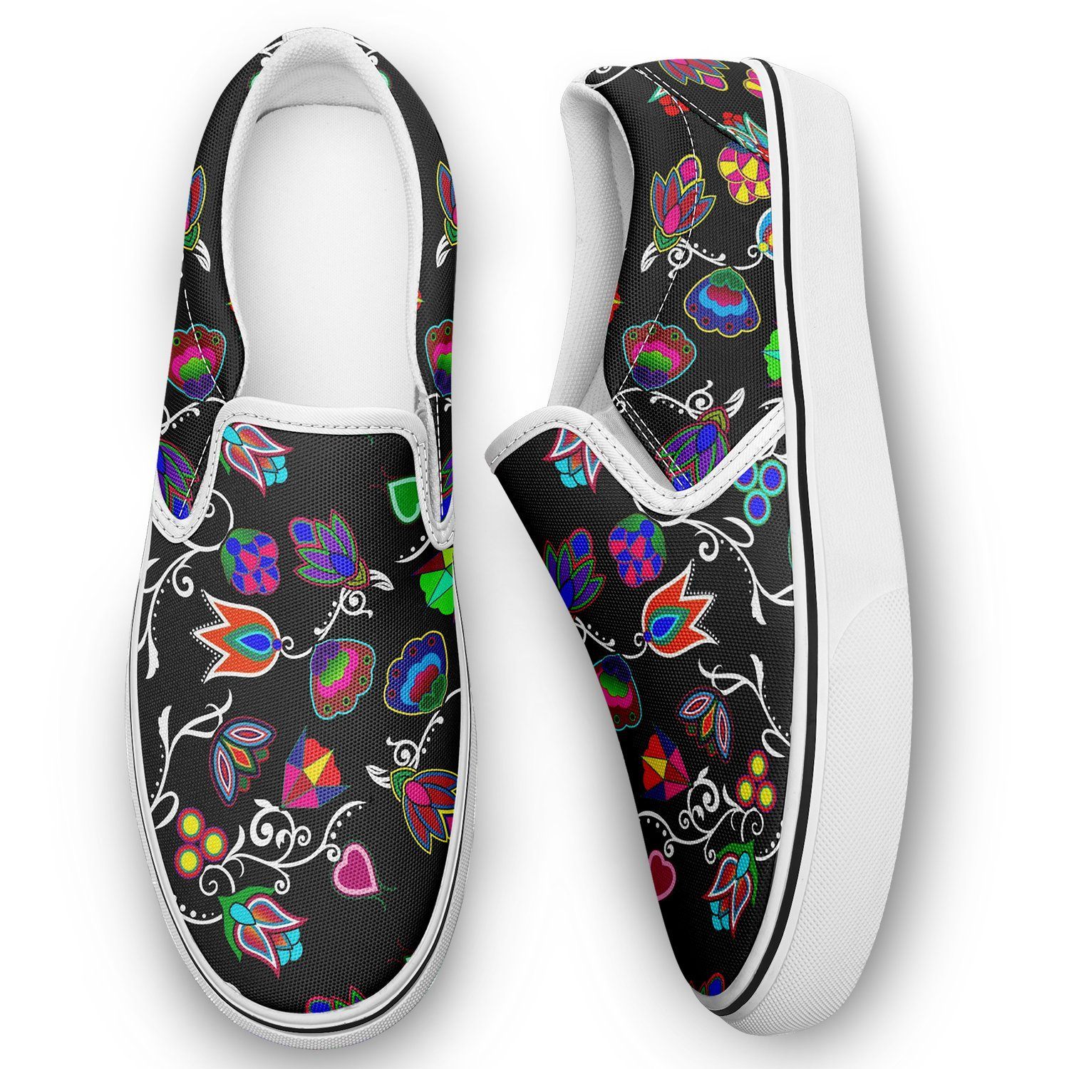 Indigenous Paisley Black Otoyimm Kid's Canvas Slip On Shoes 49 Dzine