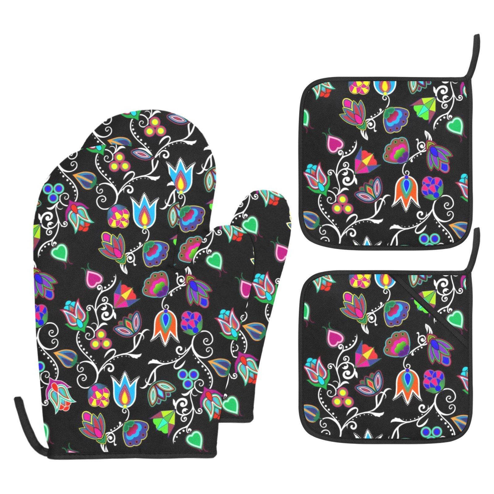Indigenous Paisley Black Oven Mitt & Pot Holder Oven Mitt & Pot Holder e-joyer