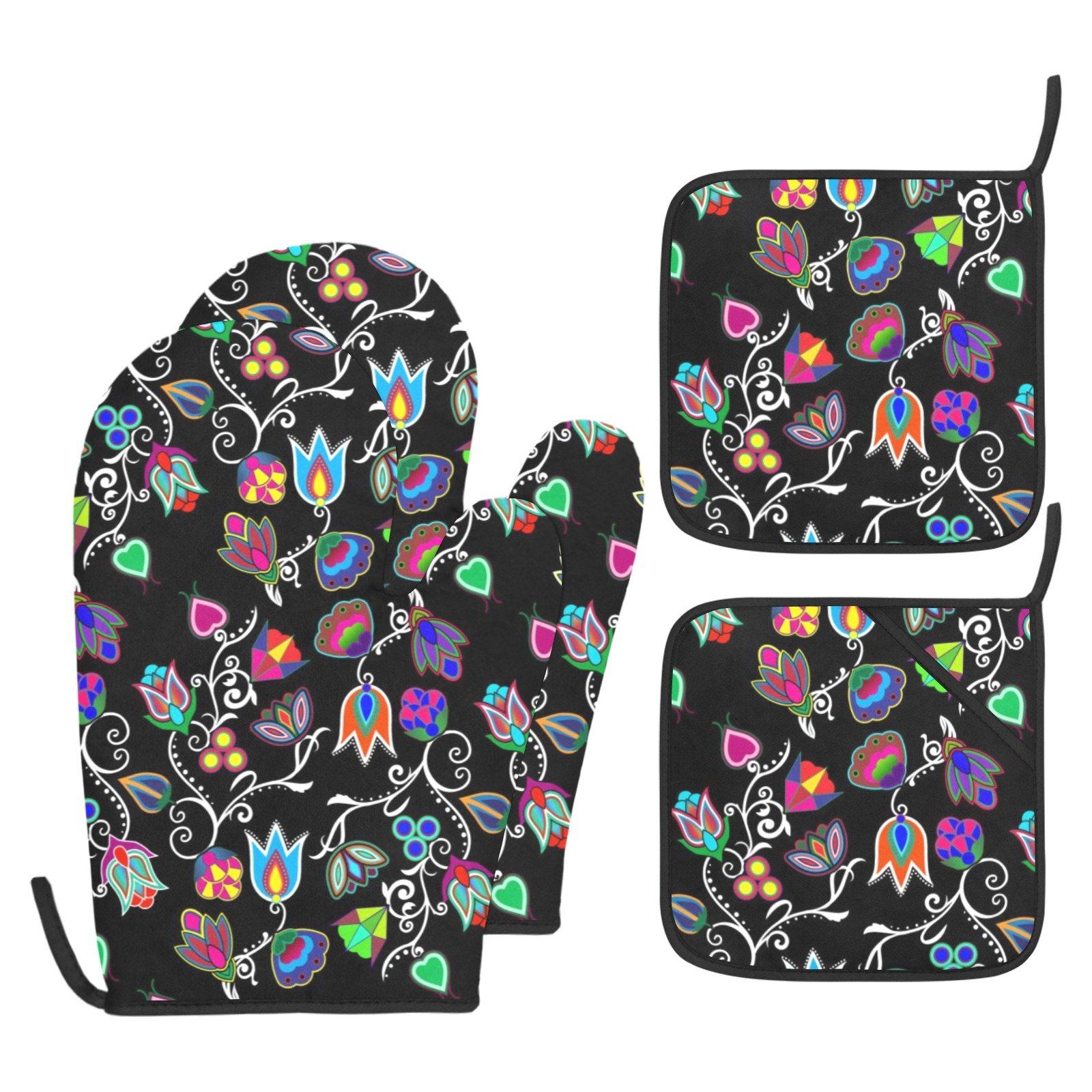 Indigenous Paisley Black Oven Mitt & Pot Holder Oven Mitt & Pot Holder e-joyer 