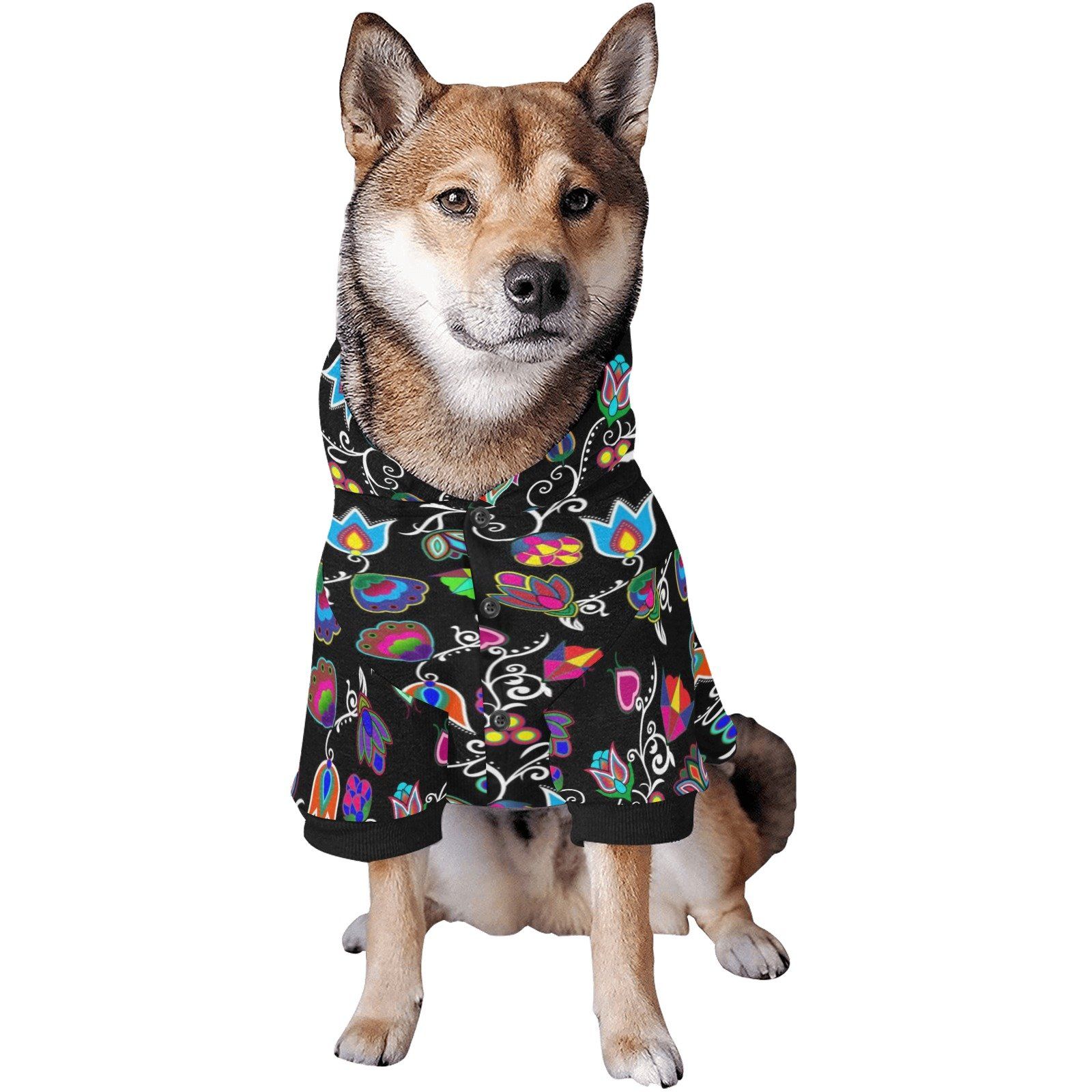 Indigenous Paisley Black Pet Dog Hoodie Pet Dog Hoodie e-joyer