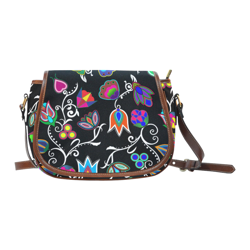 Indigenous Paisley - Black Saddle Bag/Small (Model 1649) Full Customization Saddle Bag/Small (Full Customization) e-joyer 