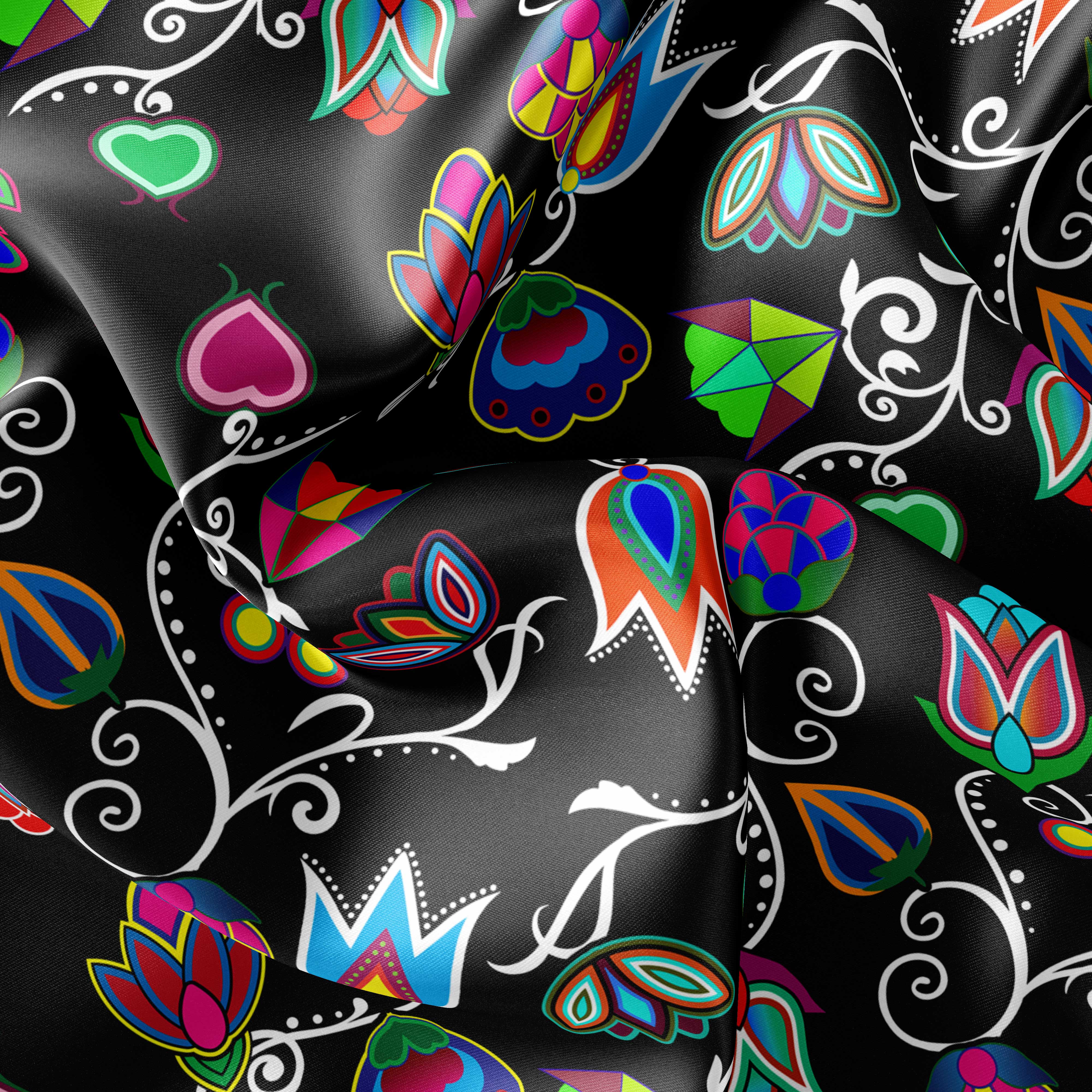 Indigenous Paisley - Black Satin Fabric 49DzineStore