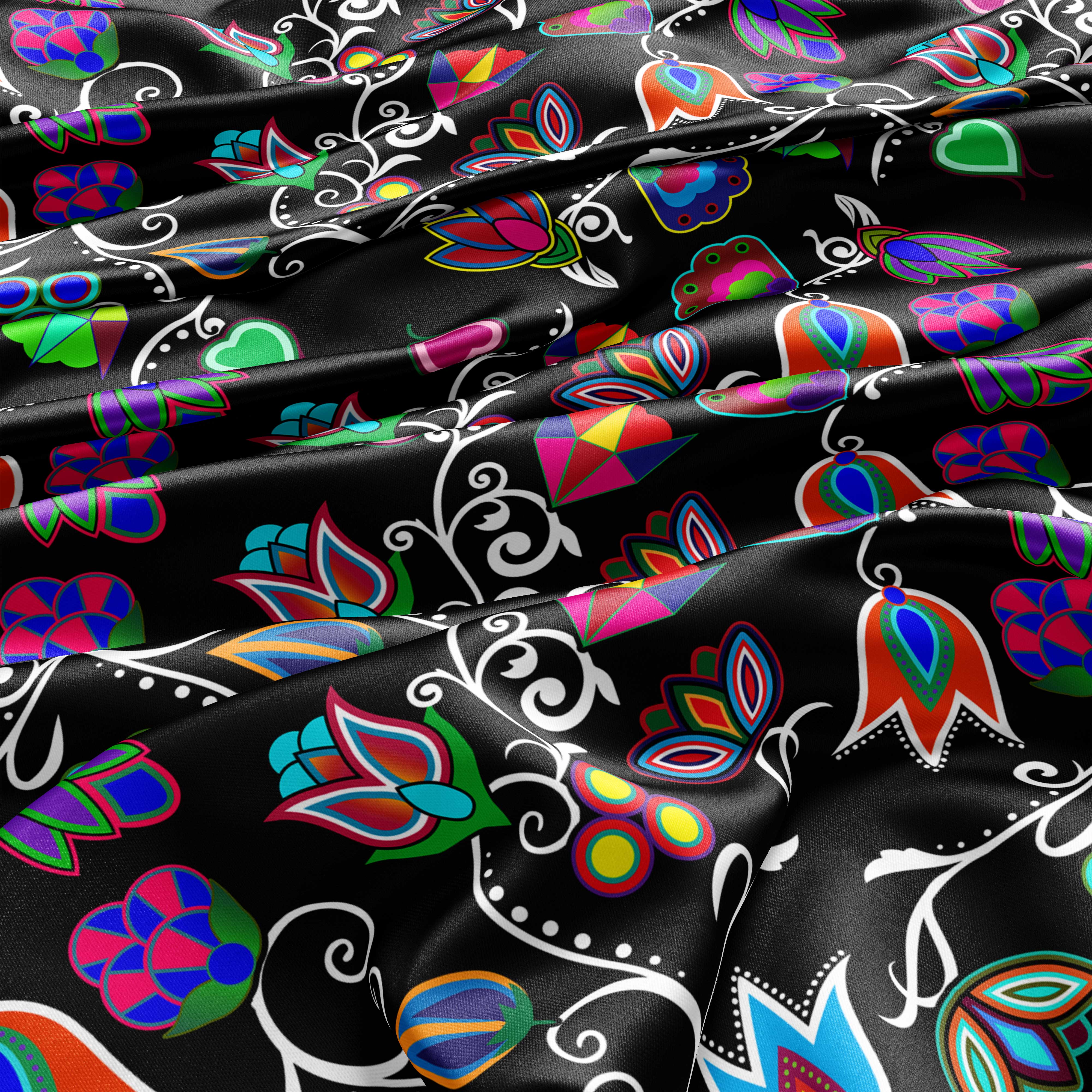 Indigenous Paisley - Black Satin Fabric 49DzineStore