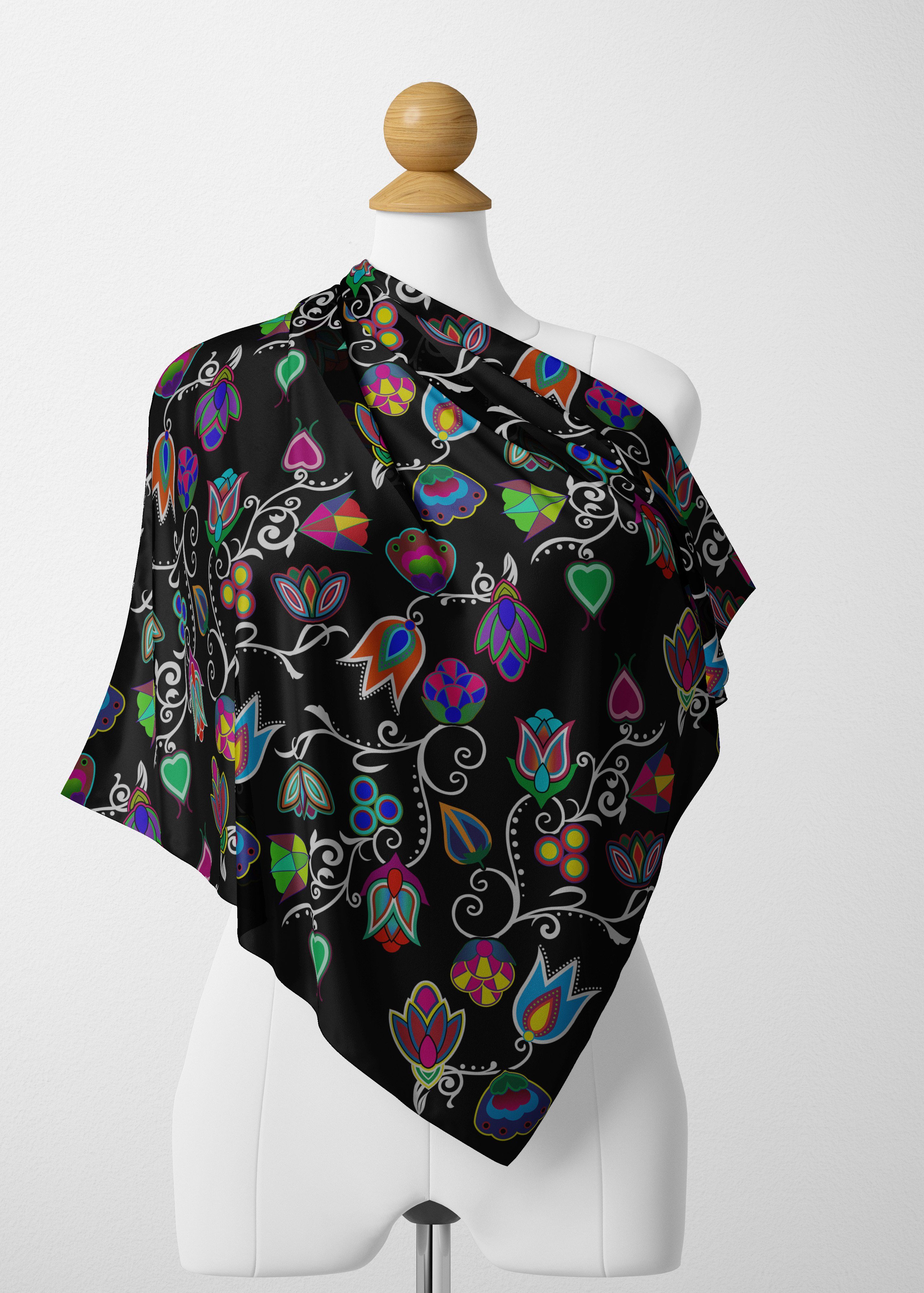 Indigenous Paisley Black Satin Shawl Satin Shawl Scarf 49 Dzine