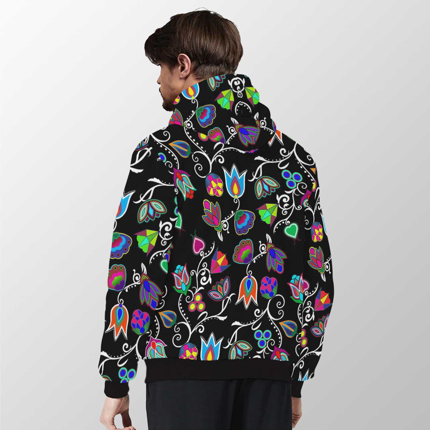 Indigenous Paisley Black Sherpa Hoodie 49 Dzine
