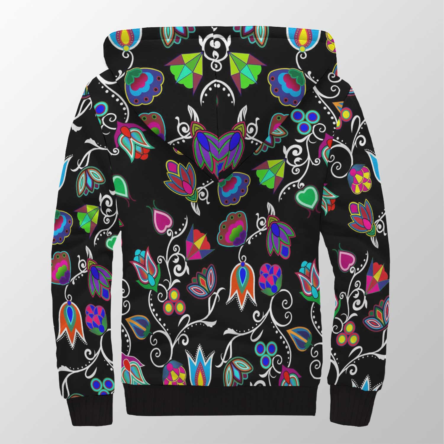 Indigenous Paisley Black Sherpa Hoodie 49 Dzine