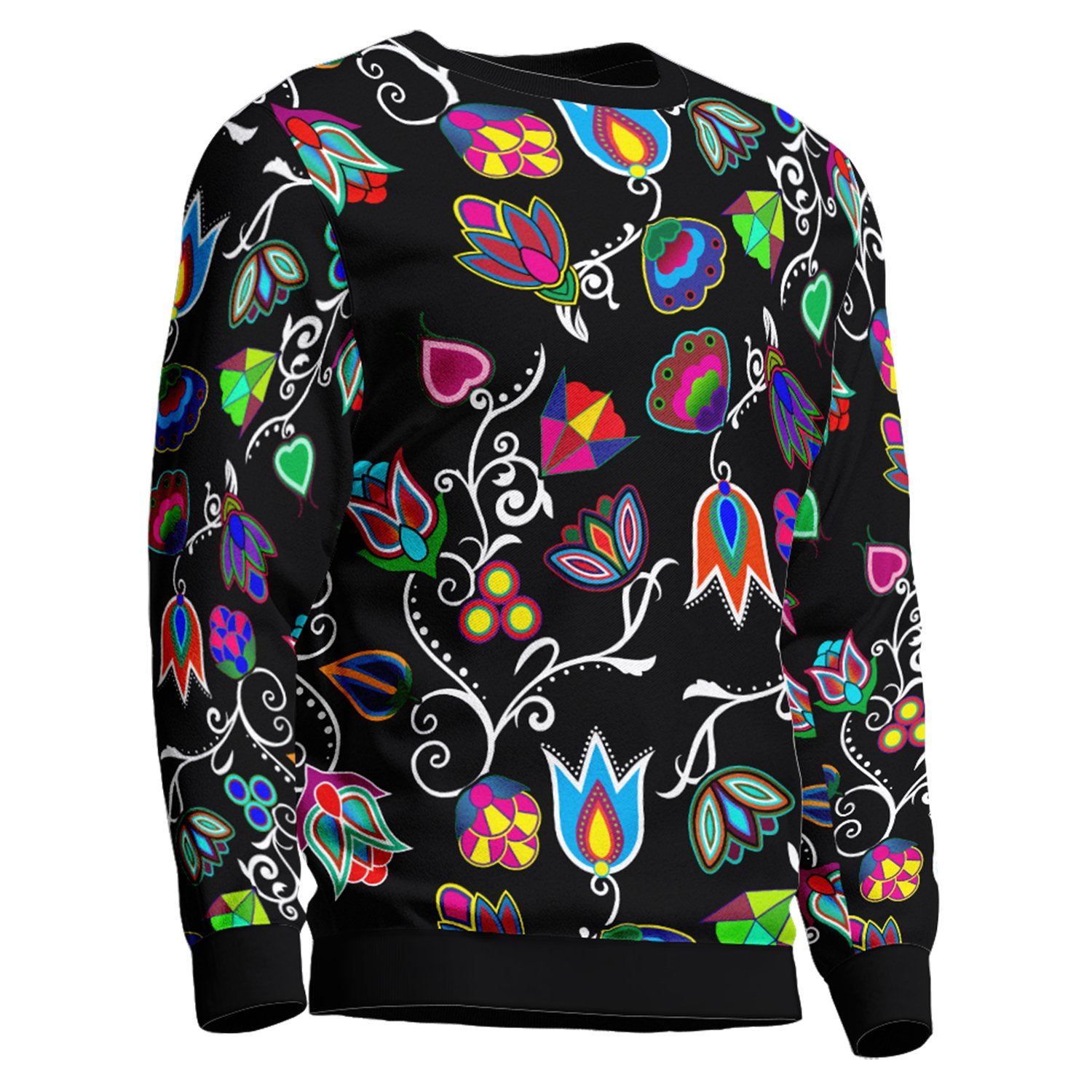Indigenous Paisley Black Unisex Crewneck Long Sleeve Top 49 Dzine