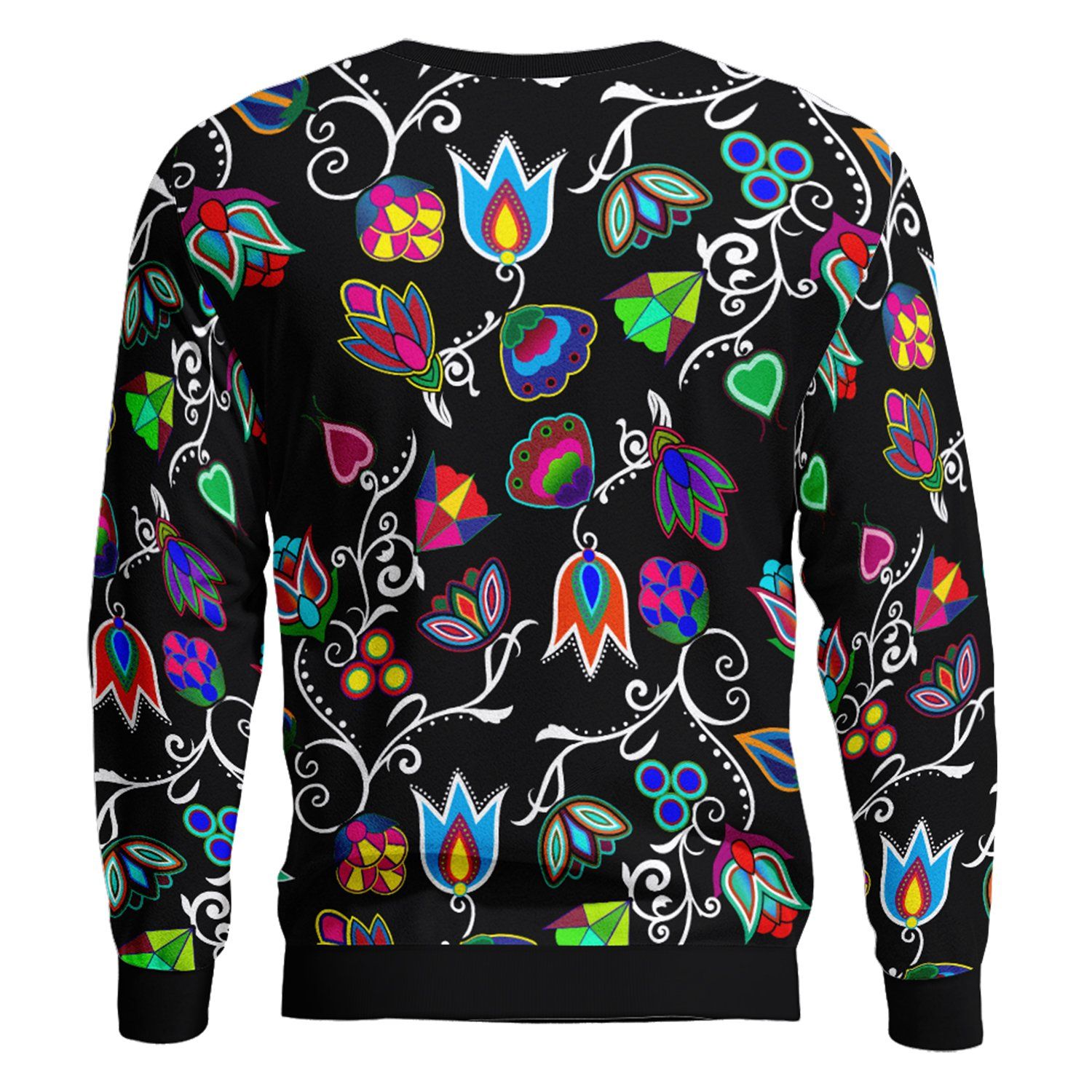 Indigenous Paisley Black Unisex Crewneck Long Sleeve Top 49 Dzine