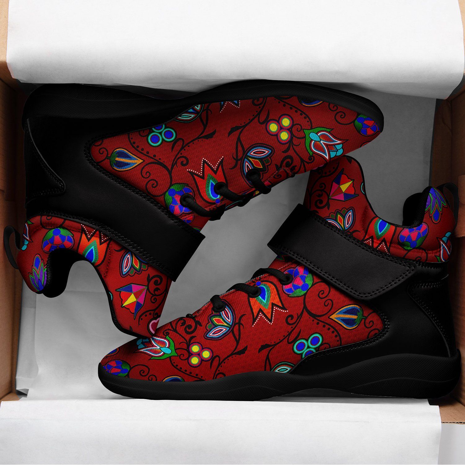 Indigenous Paisley Dahlia Ipottaa Basketball / Sport High Top Shoes - Black Sole 49 Dzine