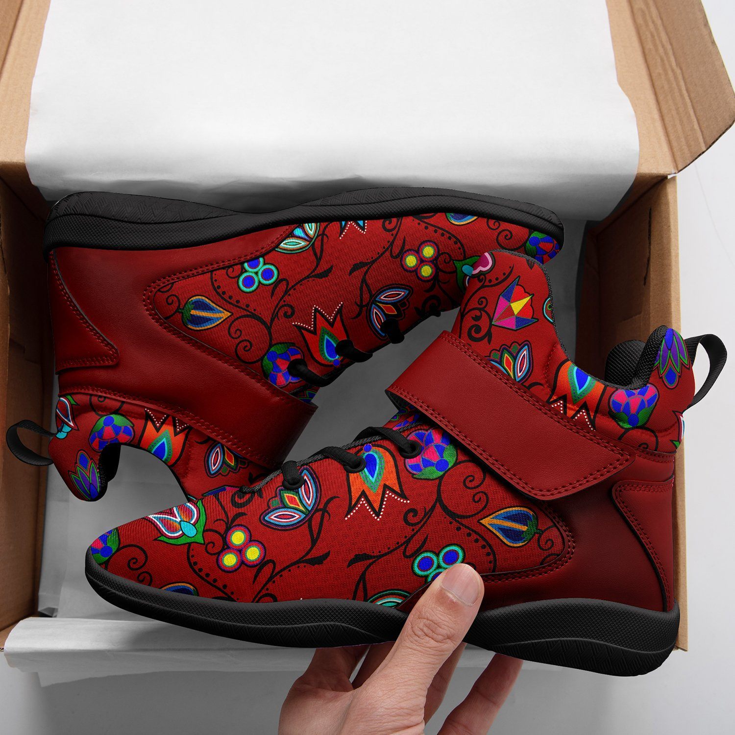 Indigenous Paisley Dahlia Ipottaa Basketball / Sport High Top Shoes - Black Sole 49 Dzine
