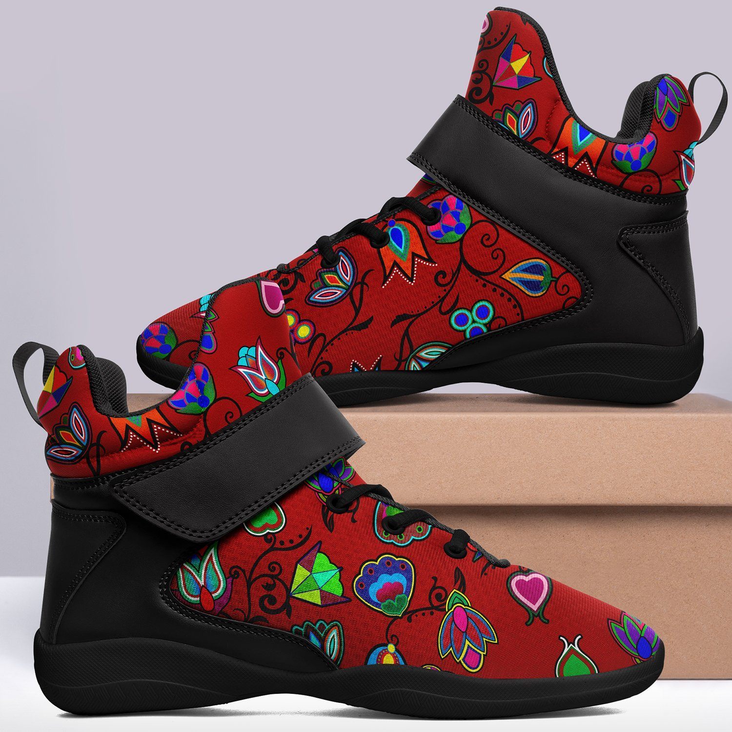 Indigenous Paisley Dahlia Ipottaa Basketball / Sport High Top Shoes - Black Sole 49 Dzine