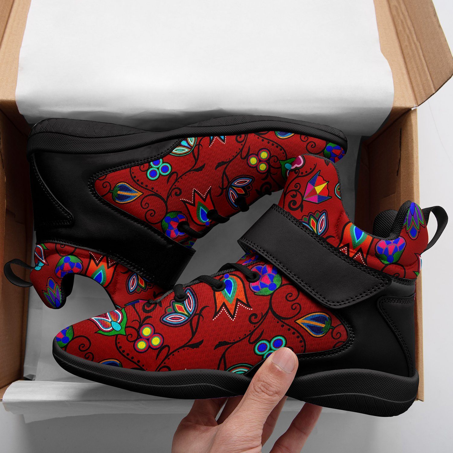 Indigenous Paisley Dahlia Ipottaa Basketball / Sport High Top Shoes - Black Sole 49 Dzine