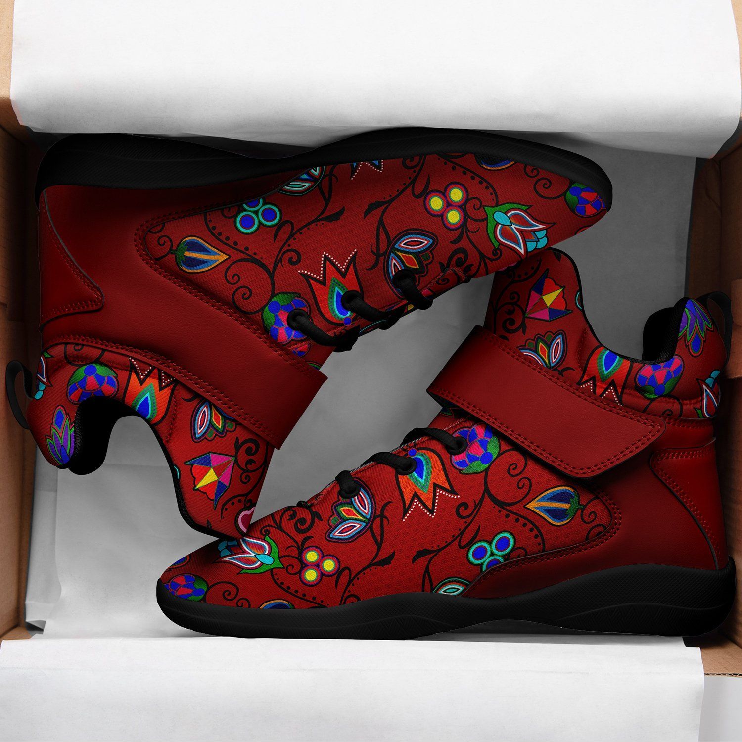 Indigenous Paisley Dahlia Ipottaa Basketball / Sport High Top Shoes - Black Sole 49 Dzine