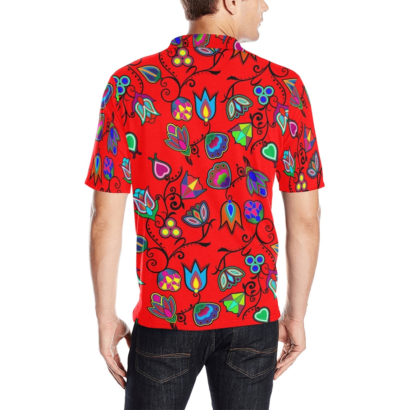 Indigenous Paisley Dahlia Men's All Over Print Polo Shirt (Model T55) Men's Polo Shirt (Model T55) e-joyer