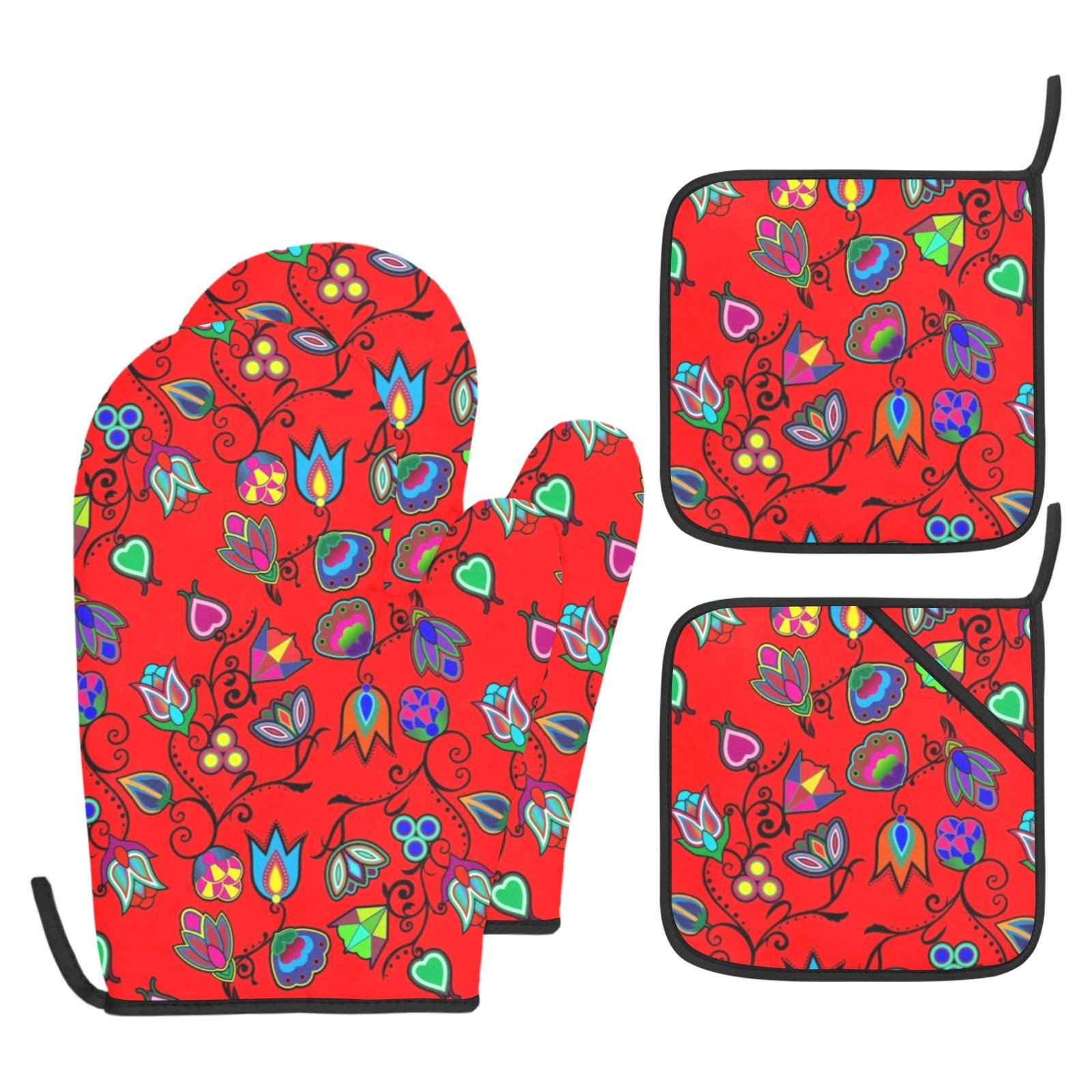 Indigenous Paisley Dahlia Oven Mitt & Pot Holder Oven Mitt & Pot Holder e-joyer