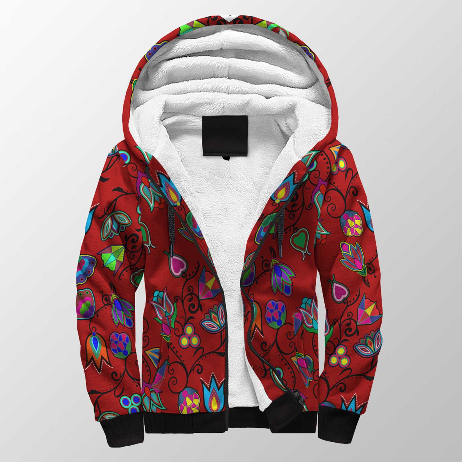 Indigenous Paisley Dahlia Sherpa Hoodie 49 Dzine