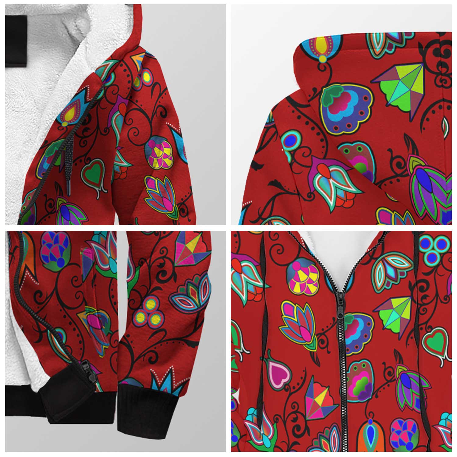 Indigenous Paisley Dahlia Sherpa Hoodie 49 Dzine