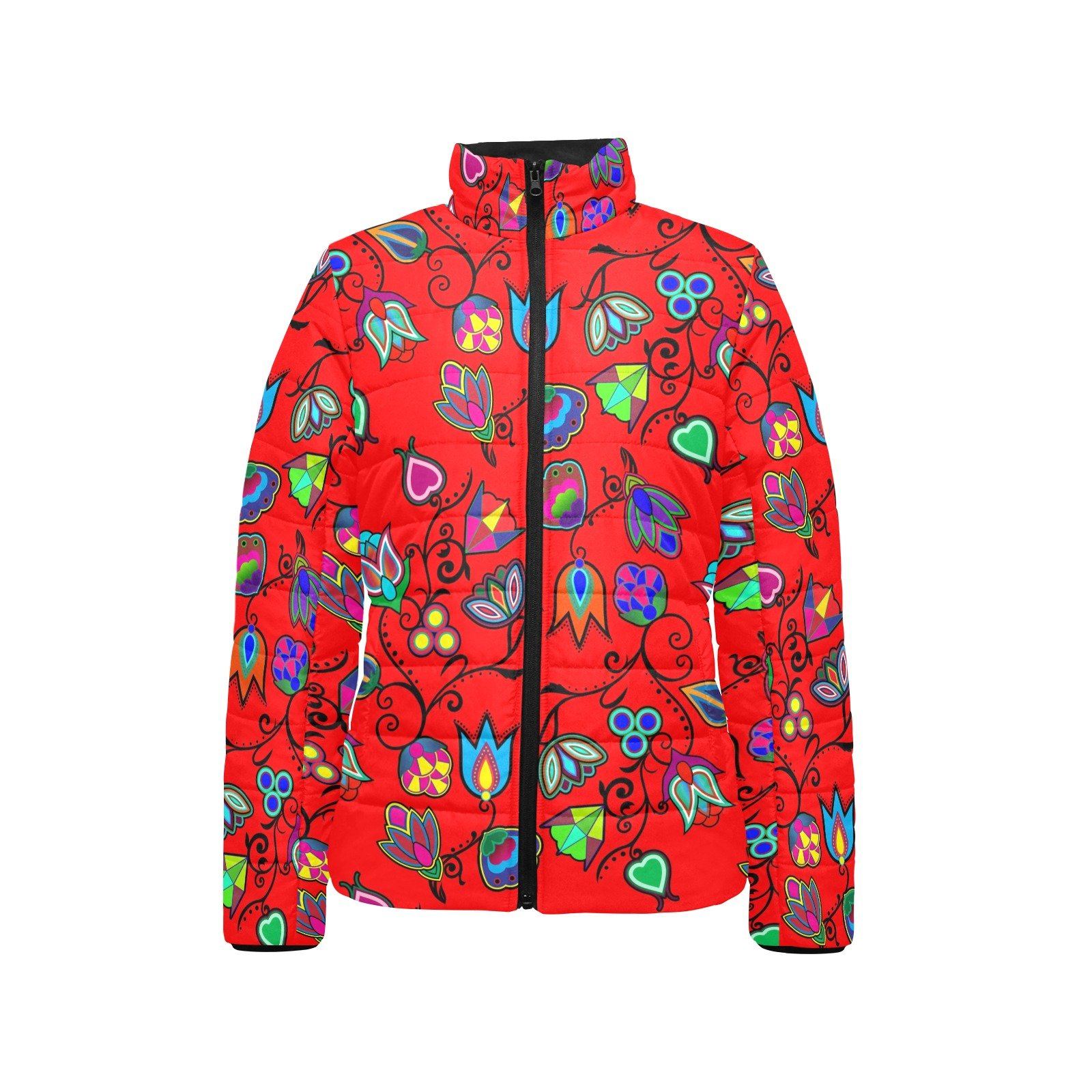 Indigenous Paisley Dahlia Women's Stand Collar Padded Jacket (Model H41) jacket e-joyer