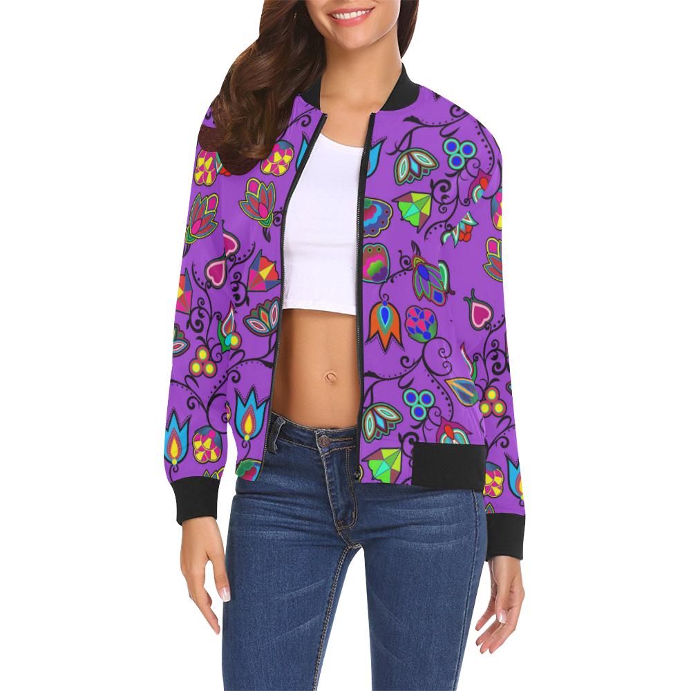 Indigenous Paisley - Dark Orchid All Over Print Bomber Jacket for Women (Model H19) All Over Print Bomber Jacket for Women (H19) e-joyer
