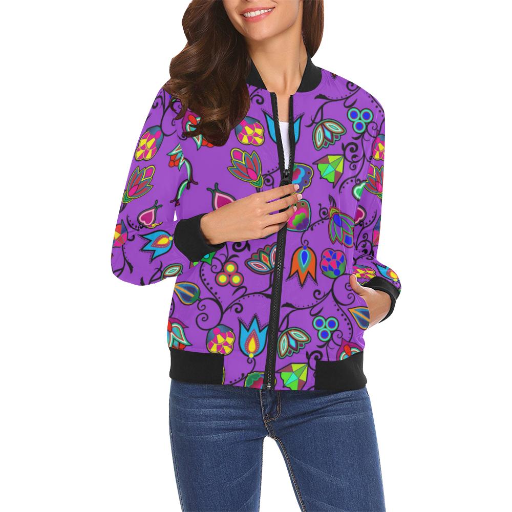 Indigenous Paisley - Dark Orchid All Over Print Bomber Jacket for Women (Model H19) All Over Print Bomber Jacket for Women (H19) e-joyer