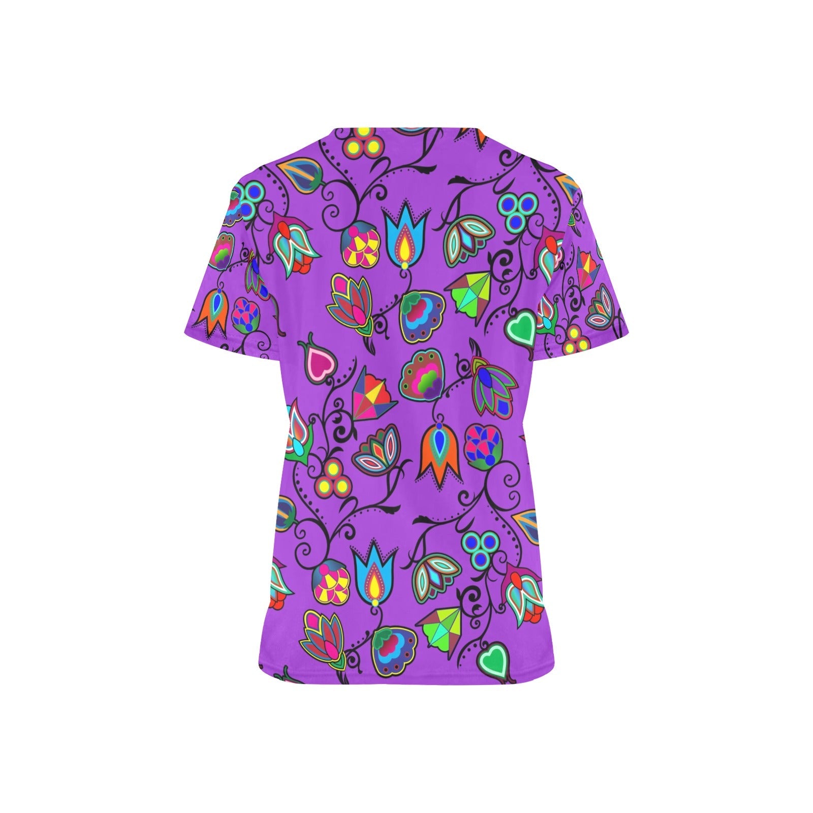 Indigenous Paisley Dark Orchid All Over Print Scrub Top Scrub Top e-joyer