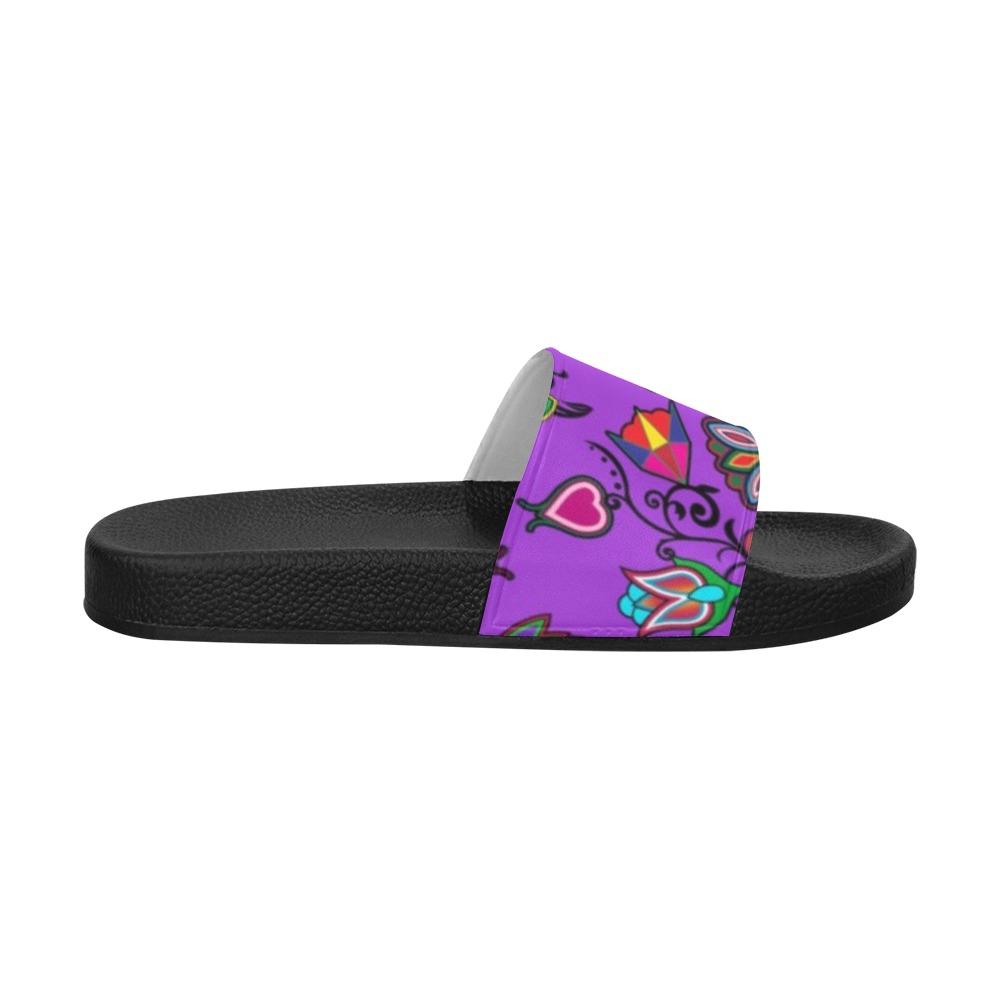 Indigenous Paisley Dark Orchid Men's Slide Sandals (Model 057) Men's Slide Sandals (057) e-joyer