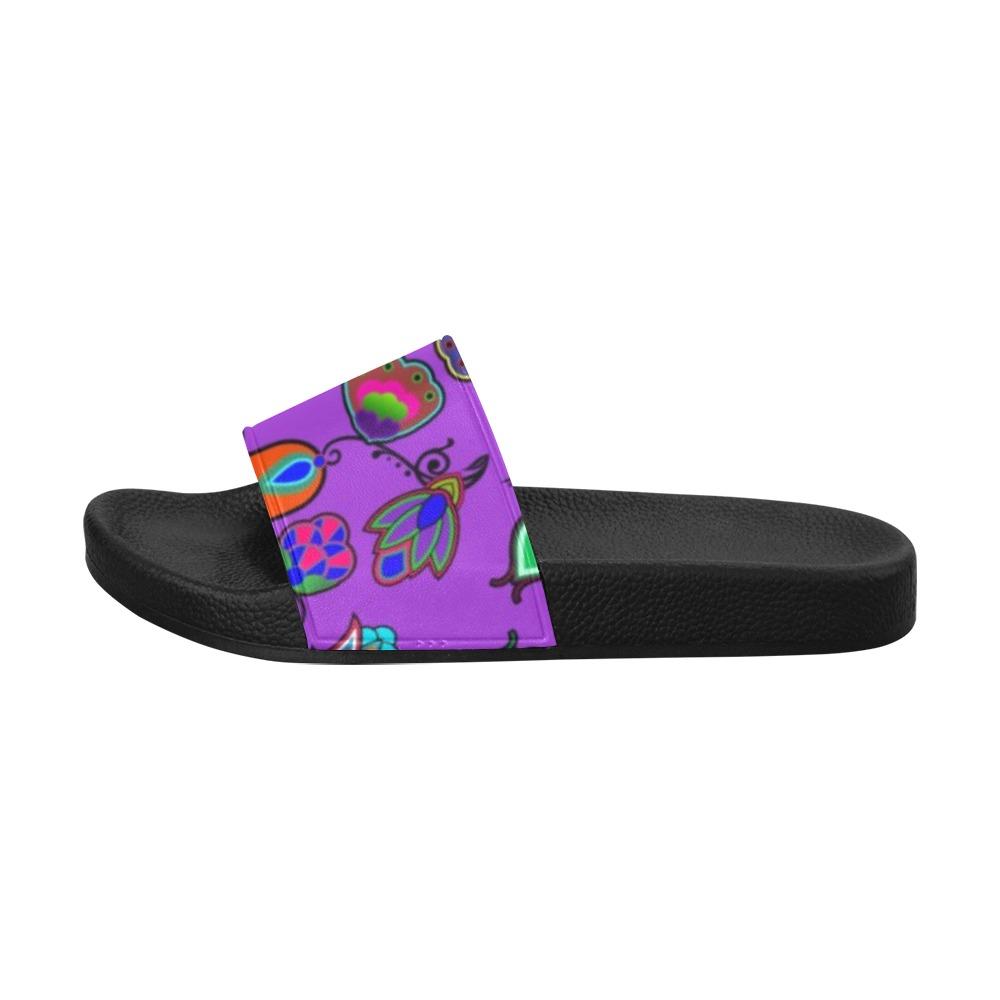 Indigenous Paisley Dark Orchid Men's Slide Sandals (Model 057) Men's Slide Sandals (057) e-joyer